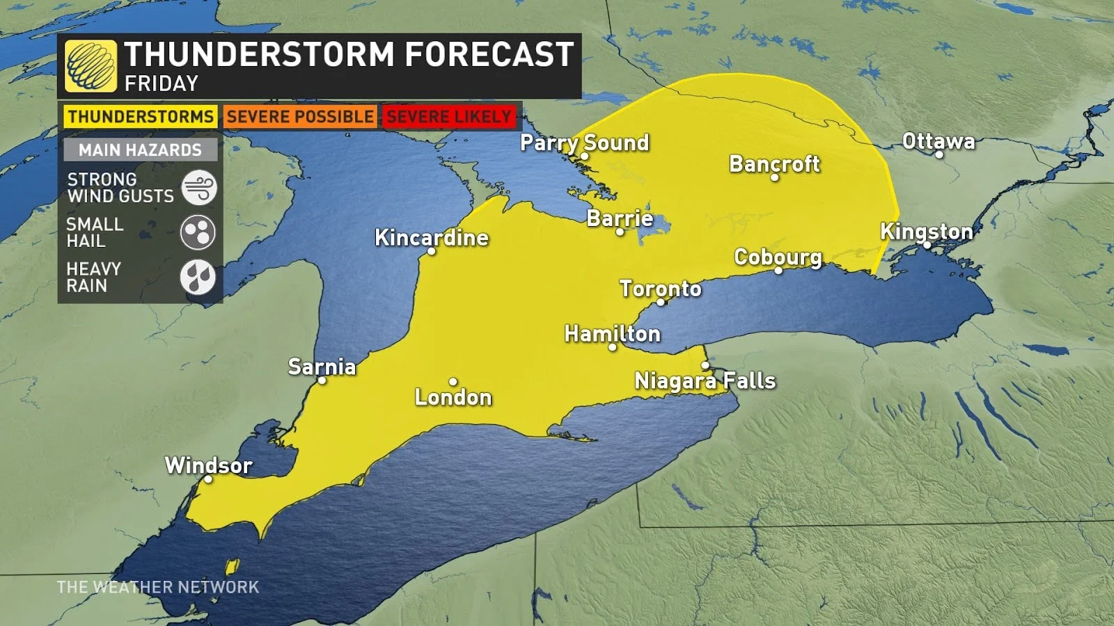 Ontario storm risk Friday