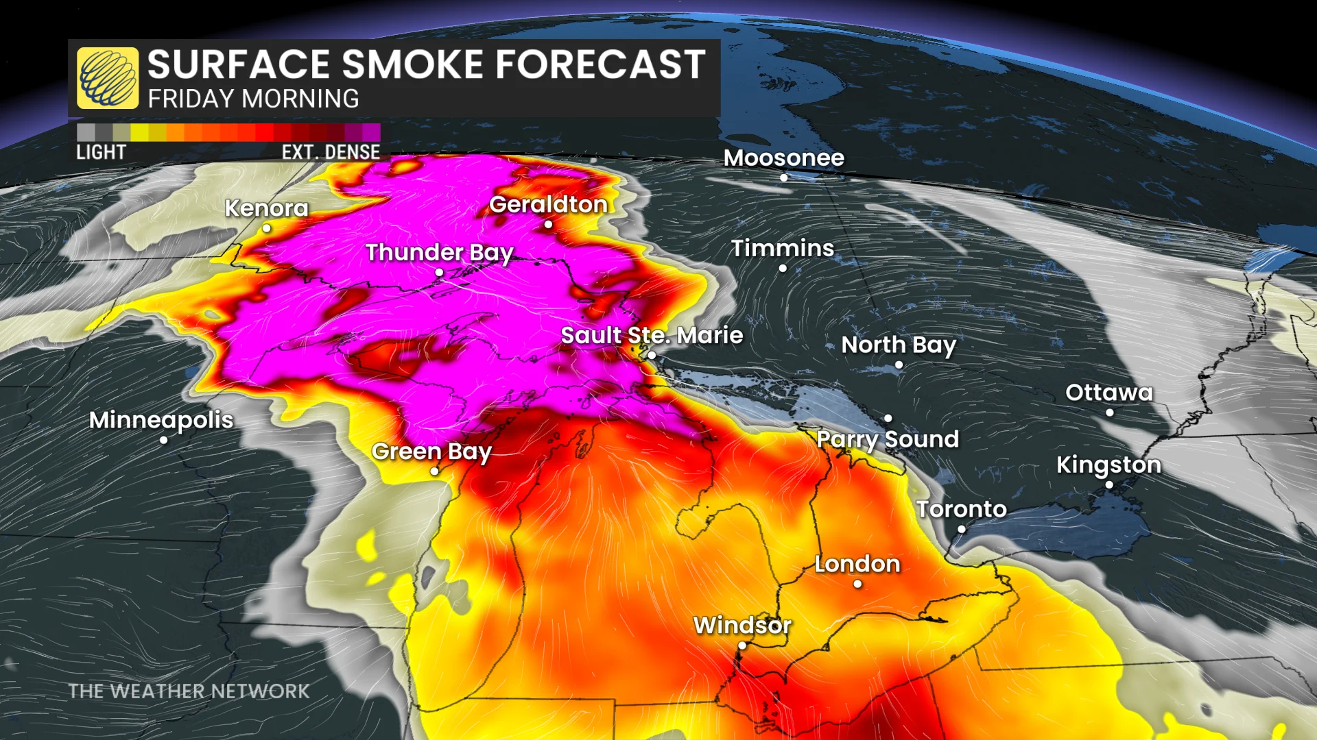 Baron - Ontario surface smoke forecast Friday - July 16
