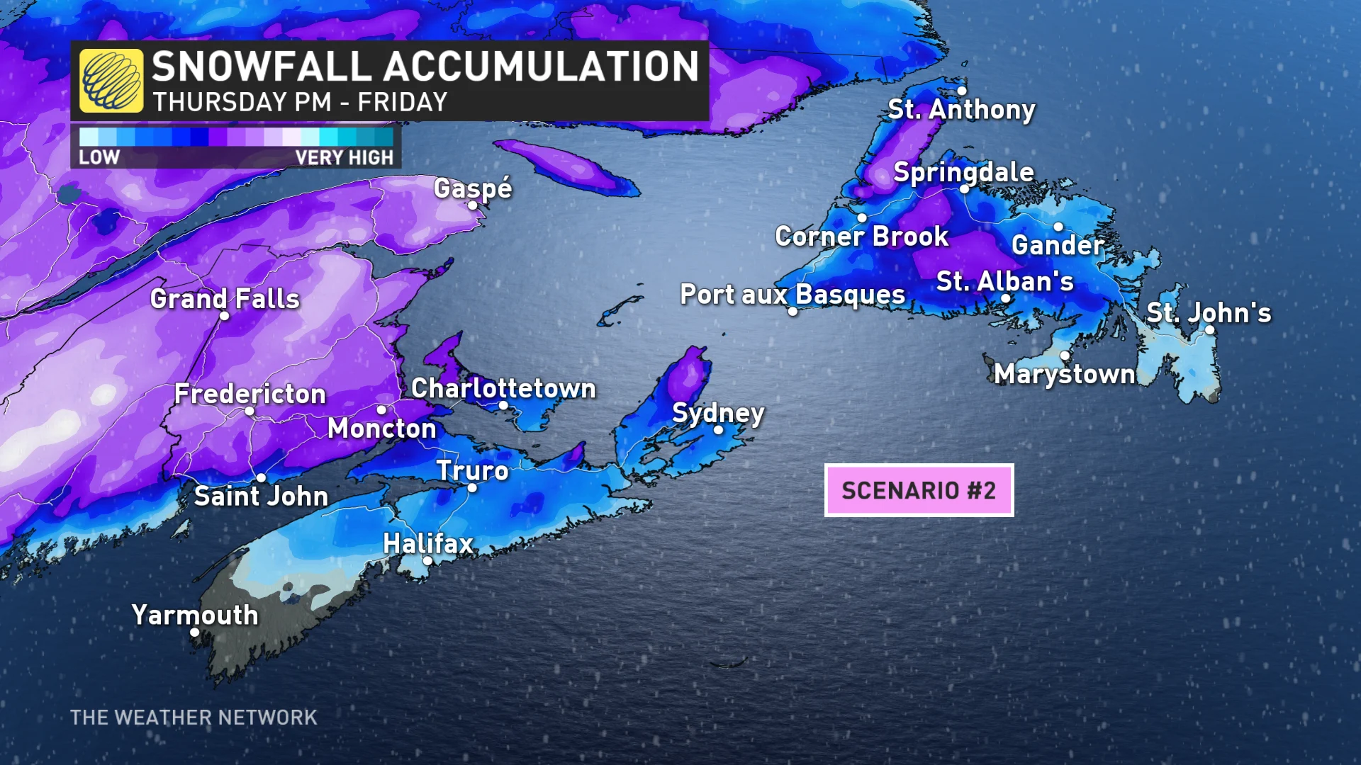 Atlantic Canada scenario 2 snowfall map