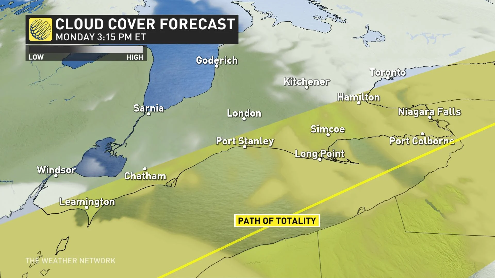 Ontario cloud cover forecast timing for Monday, April 7