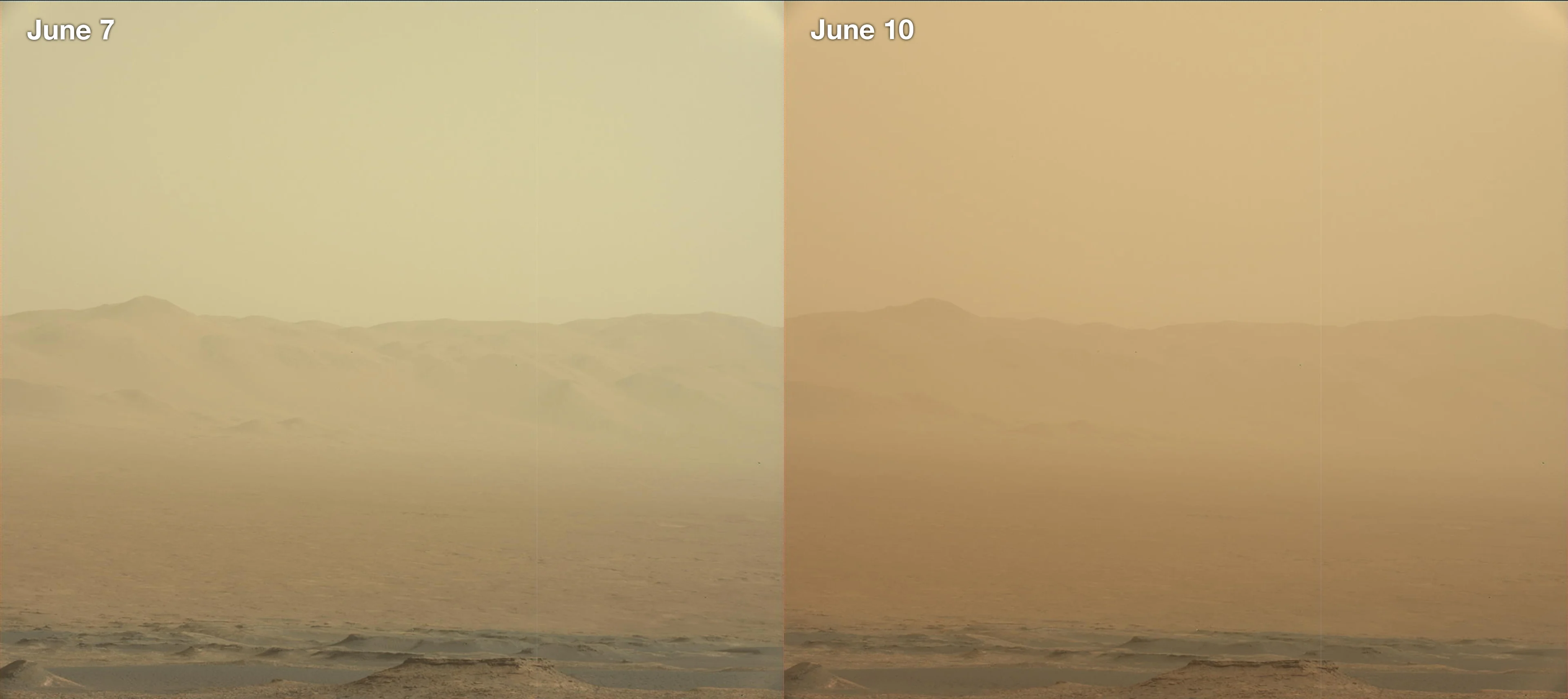 (NASA) Mars curiosity rover dust storm June 2018