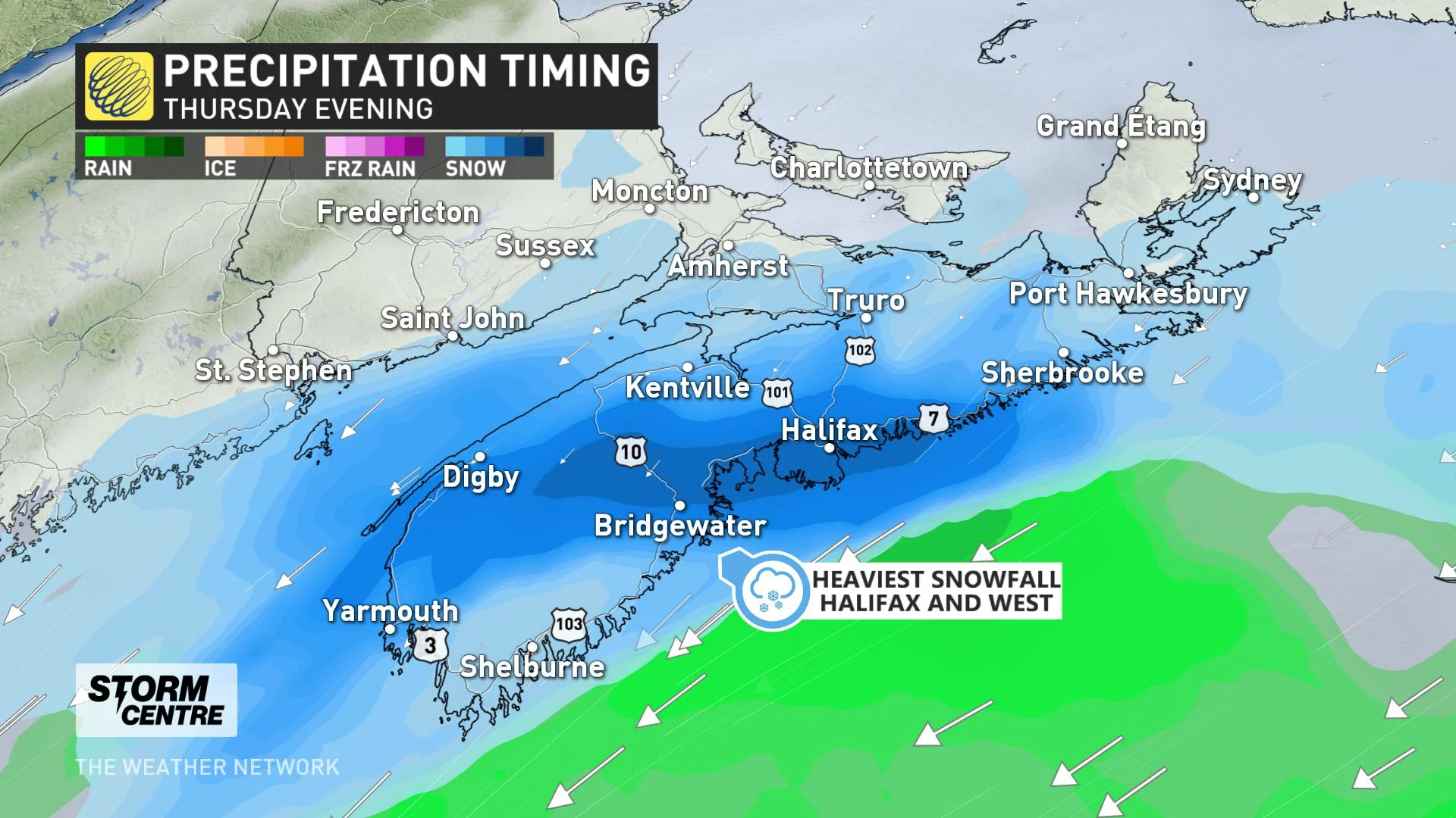 NS snow timing evening