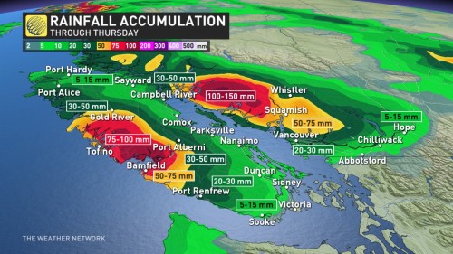 Moisture-laden Storm Brings Extreme Rainfall Totals To Parts Of B.C ...