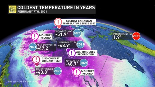 Polar vortex pounces over all-time Canadian temperature records - The  Weather Network
