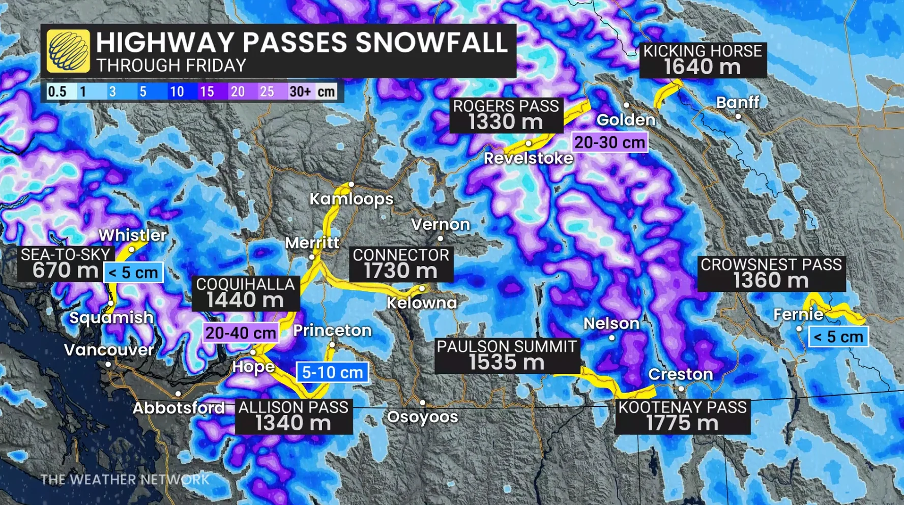 B.C. snowfall highway passes through Friday