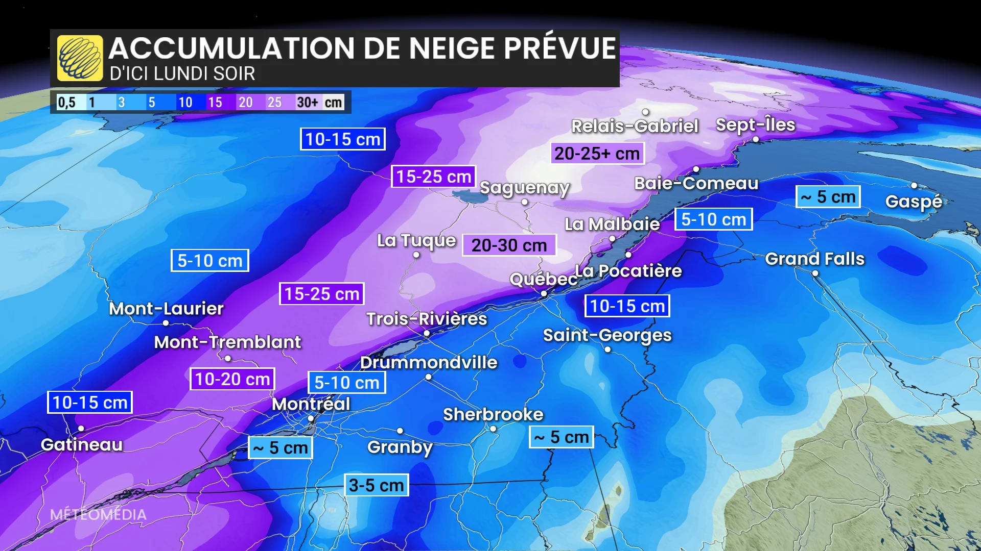 Accumulation de neige prévus MAJ