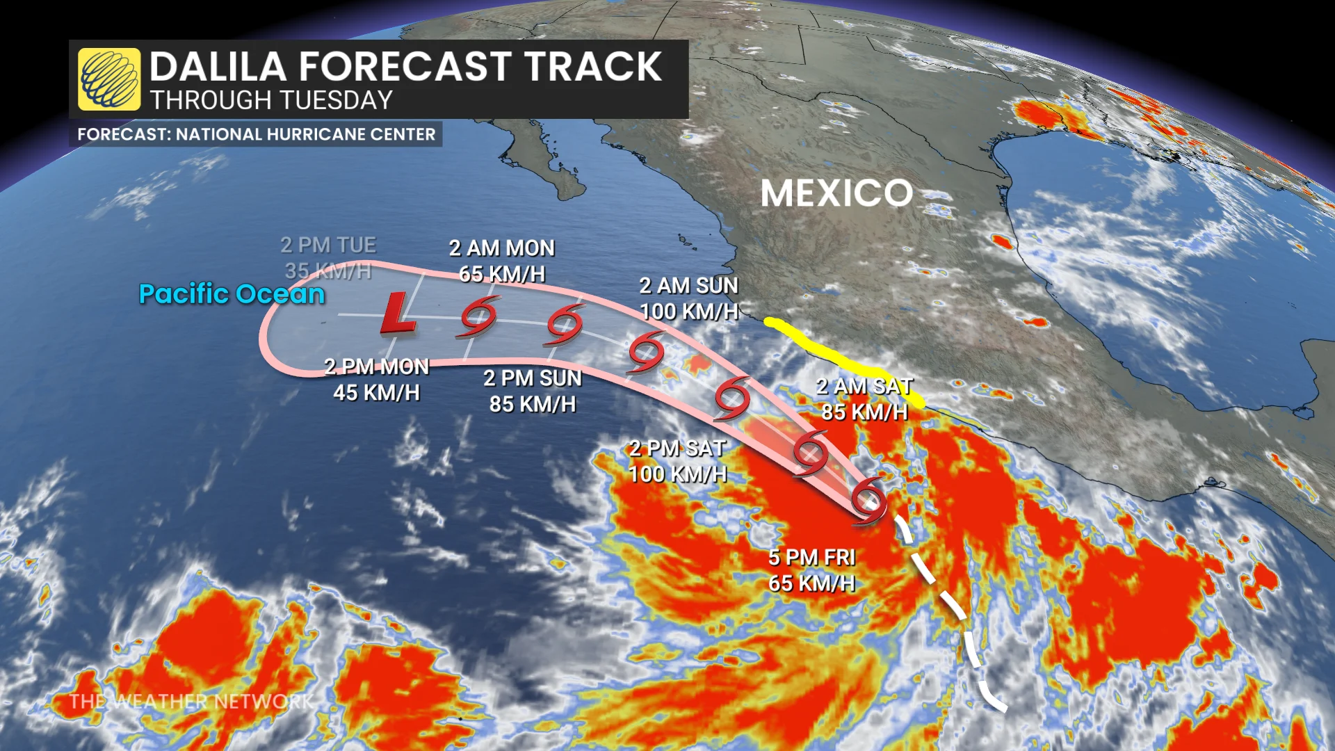 Tropical Storm Dalila forecast track