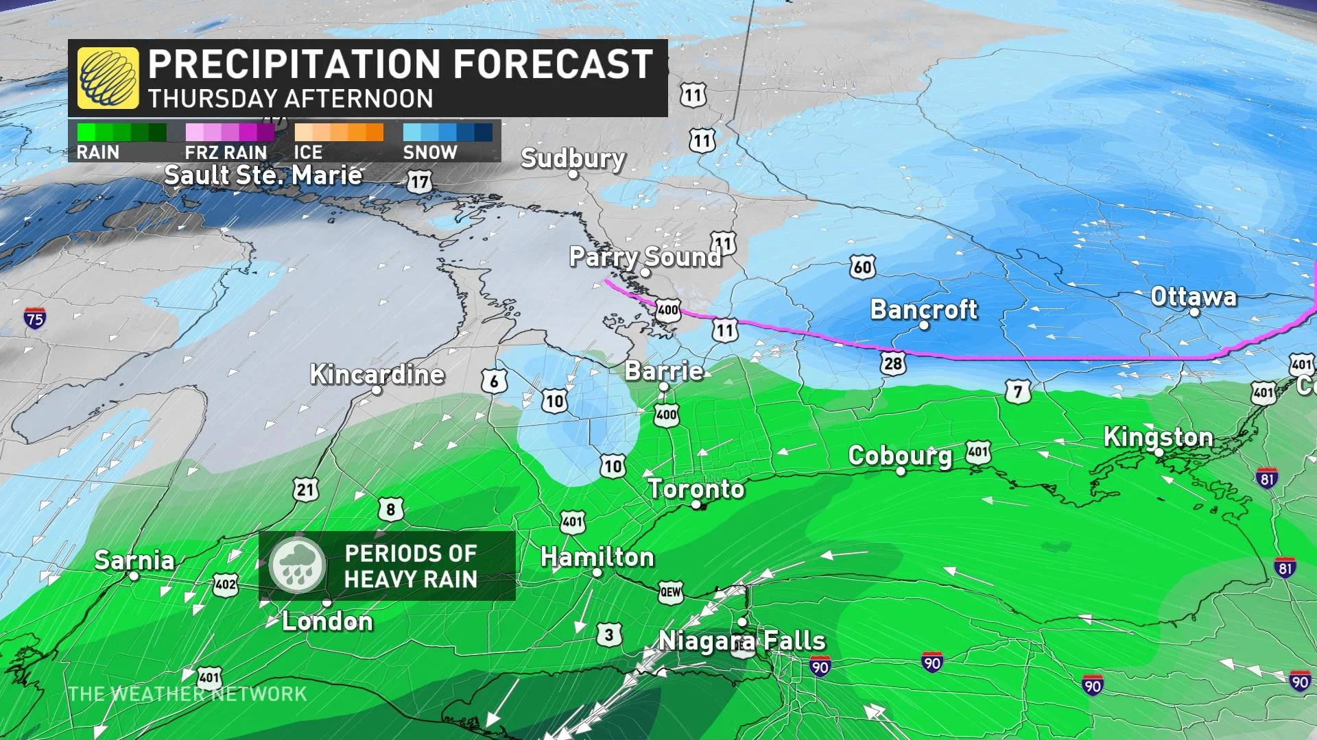 Ontario winter storm initial precip Jan 11 2023