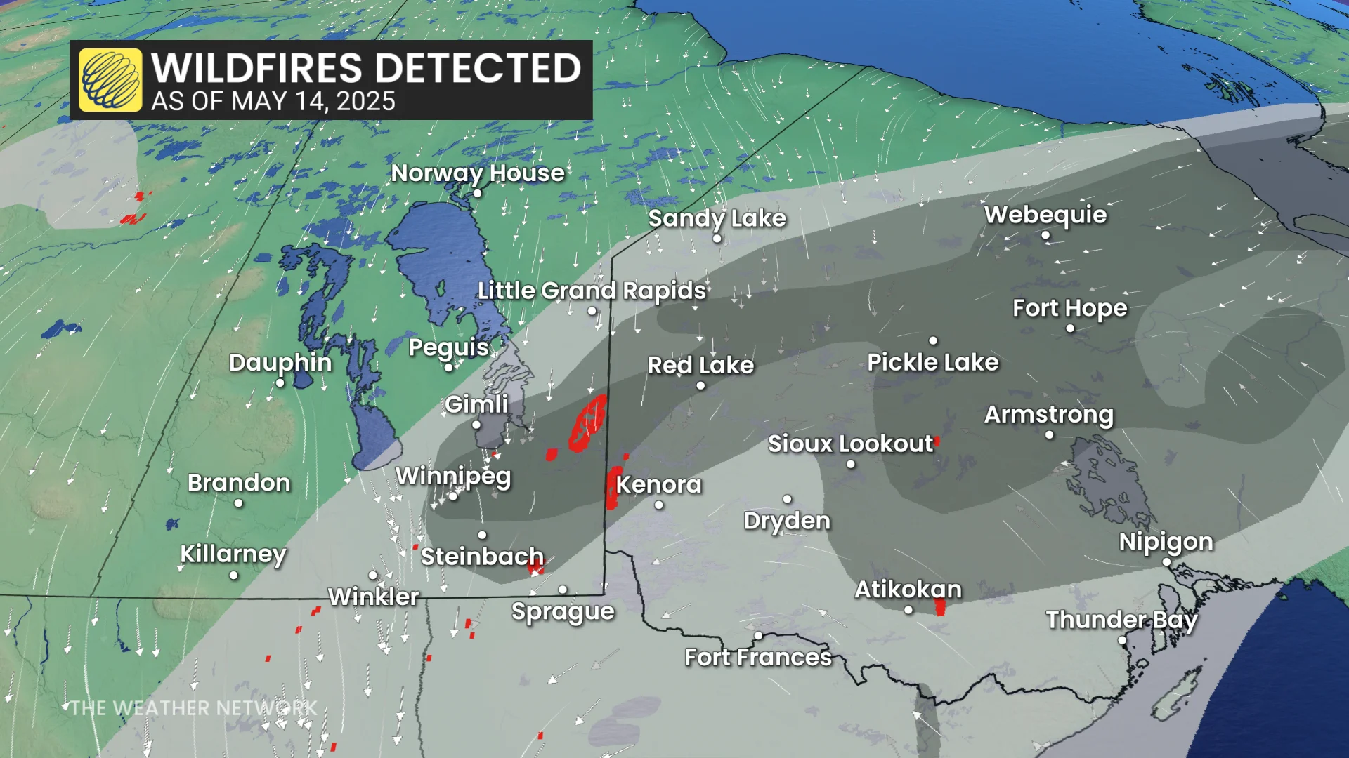 Baron - Ontario wildfires detected - May 14 (evening)