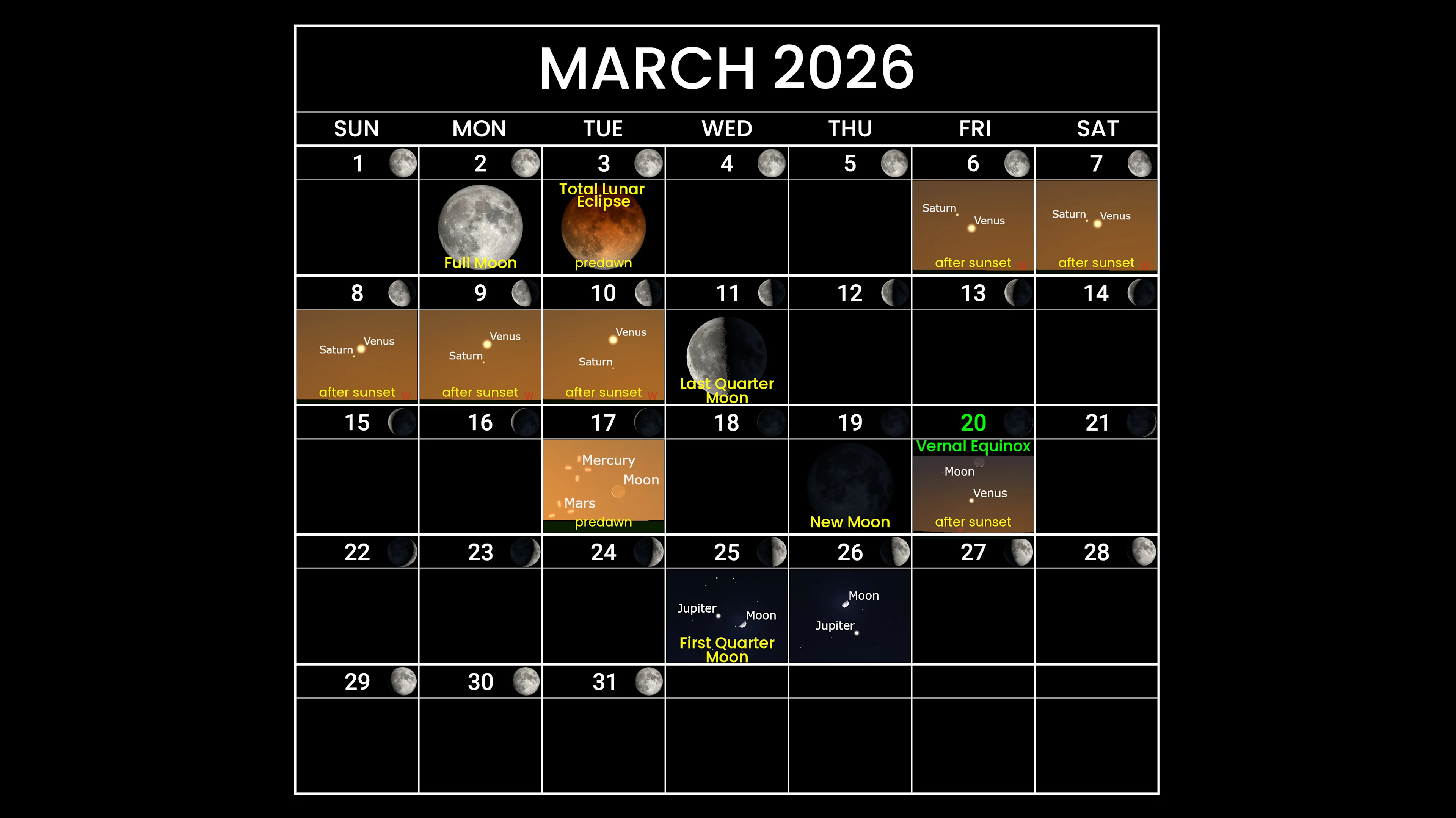 Astronomy Calendar - March 2026