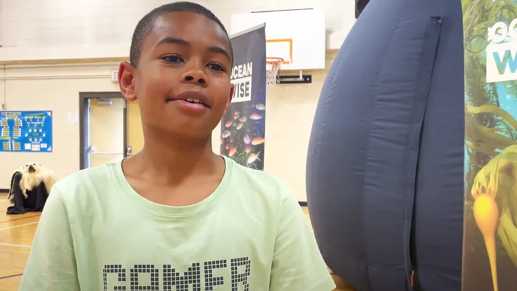 Students like Julian Wilson can “swim” with schools of mackerel gliding overhead, dive alongside a squid, and explore B.C.’s kelp forests all thanks the Ocean Wise Sea Dome. (Rachel Maclean)