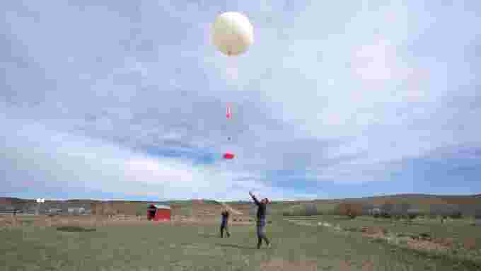 Kyle Brittain launches weather balloon into space