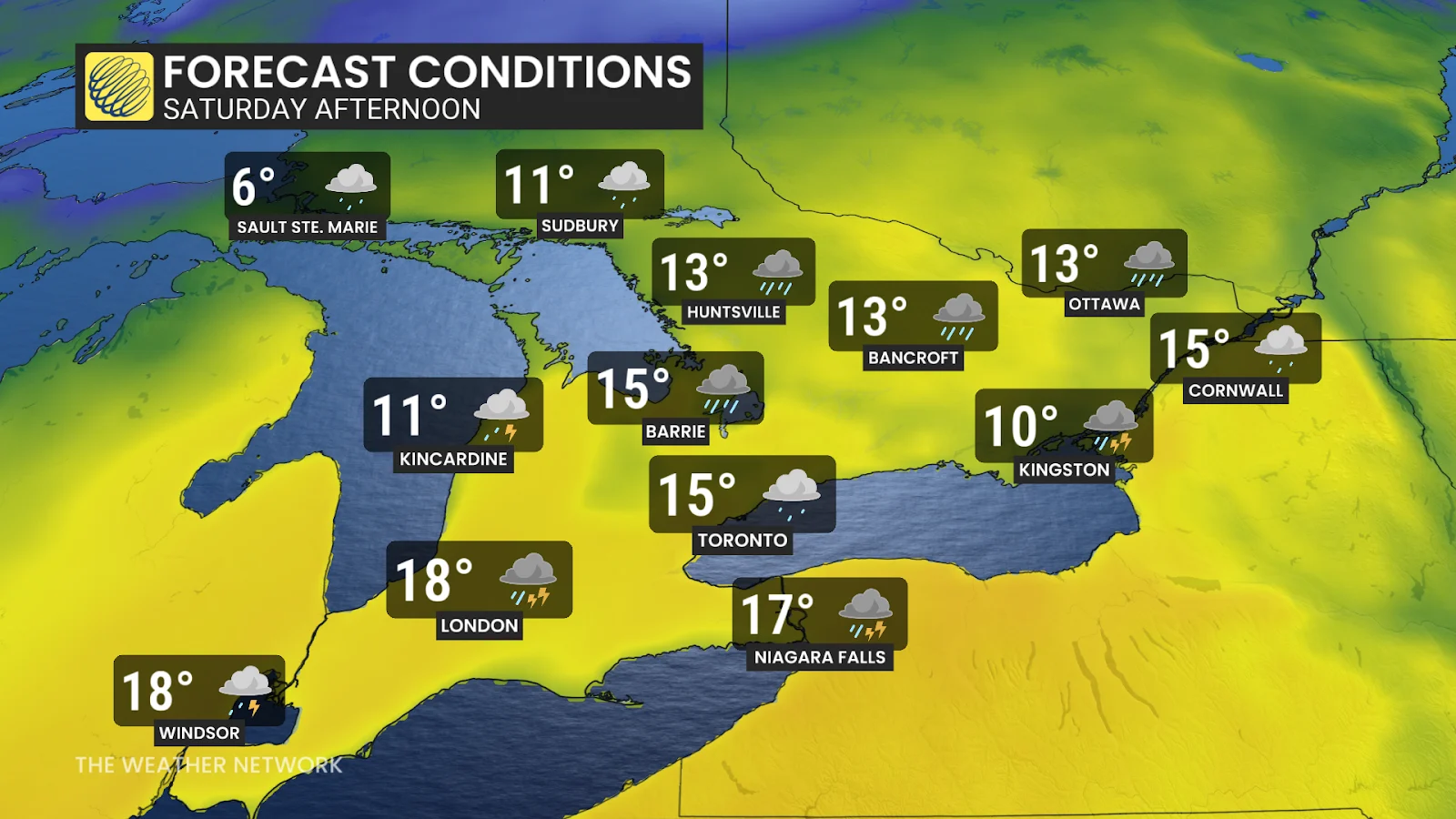 ON Forecast Conditions Saturday Afternoon