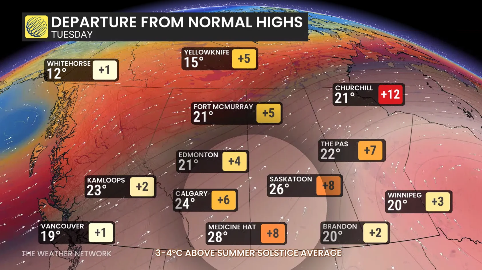 Western Canada Highs Tuesday