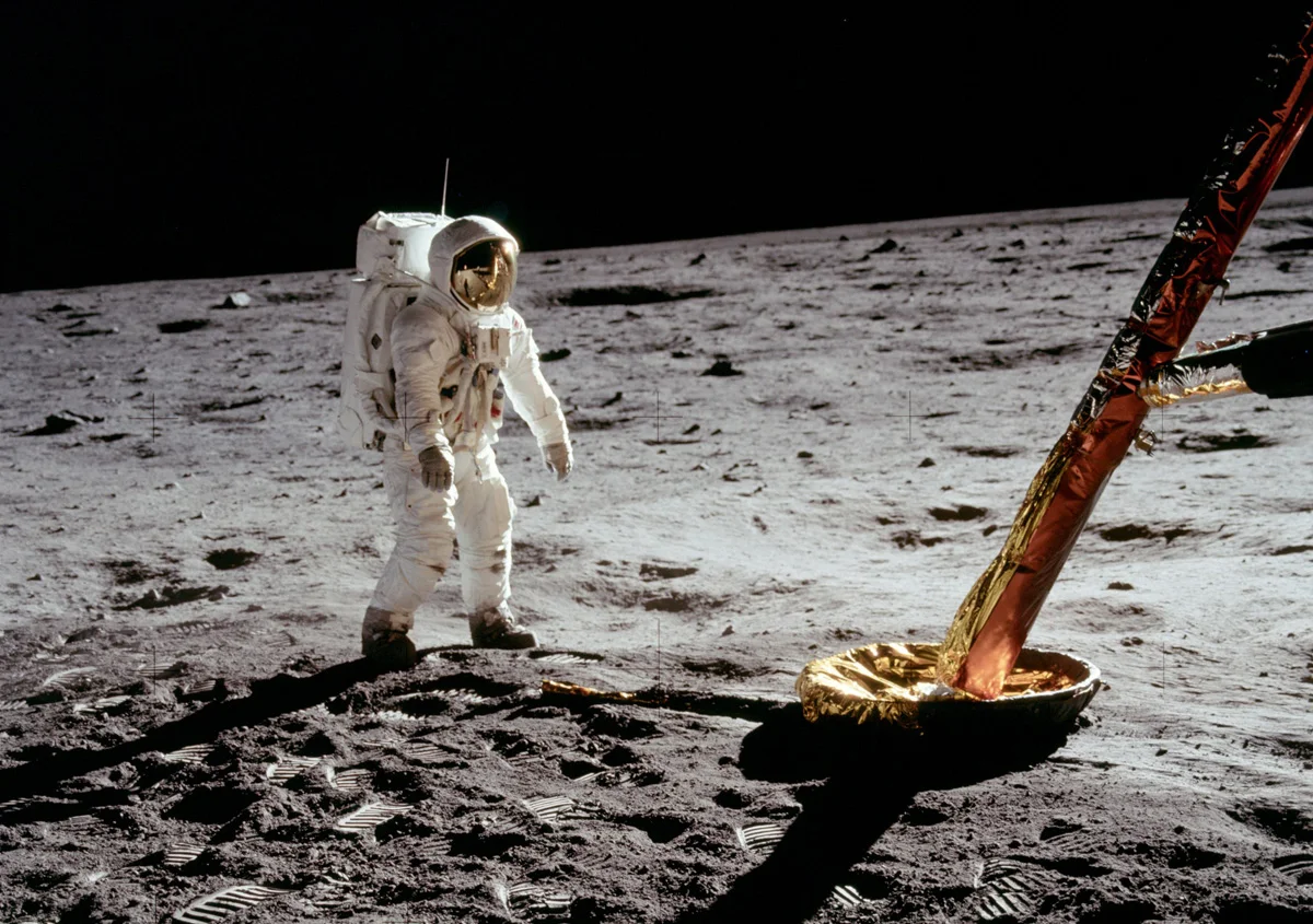 Aldrin near Module leg-NASA