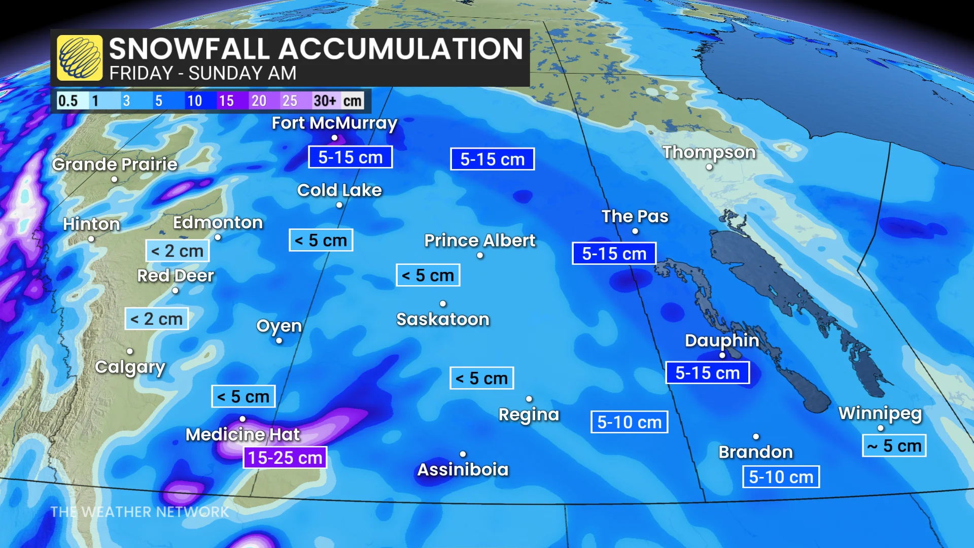 Baron - Prairie snowfall totals - Jan9