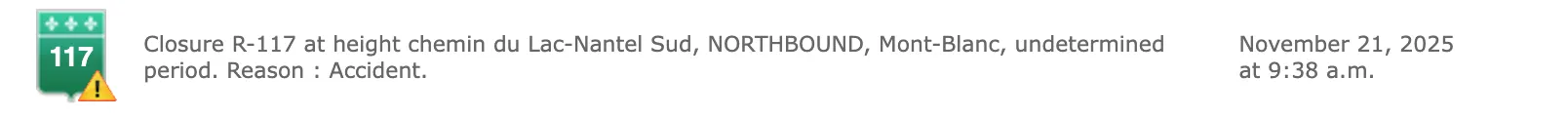 Highway 117 closure