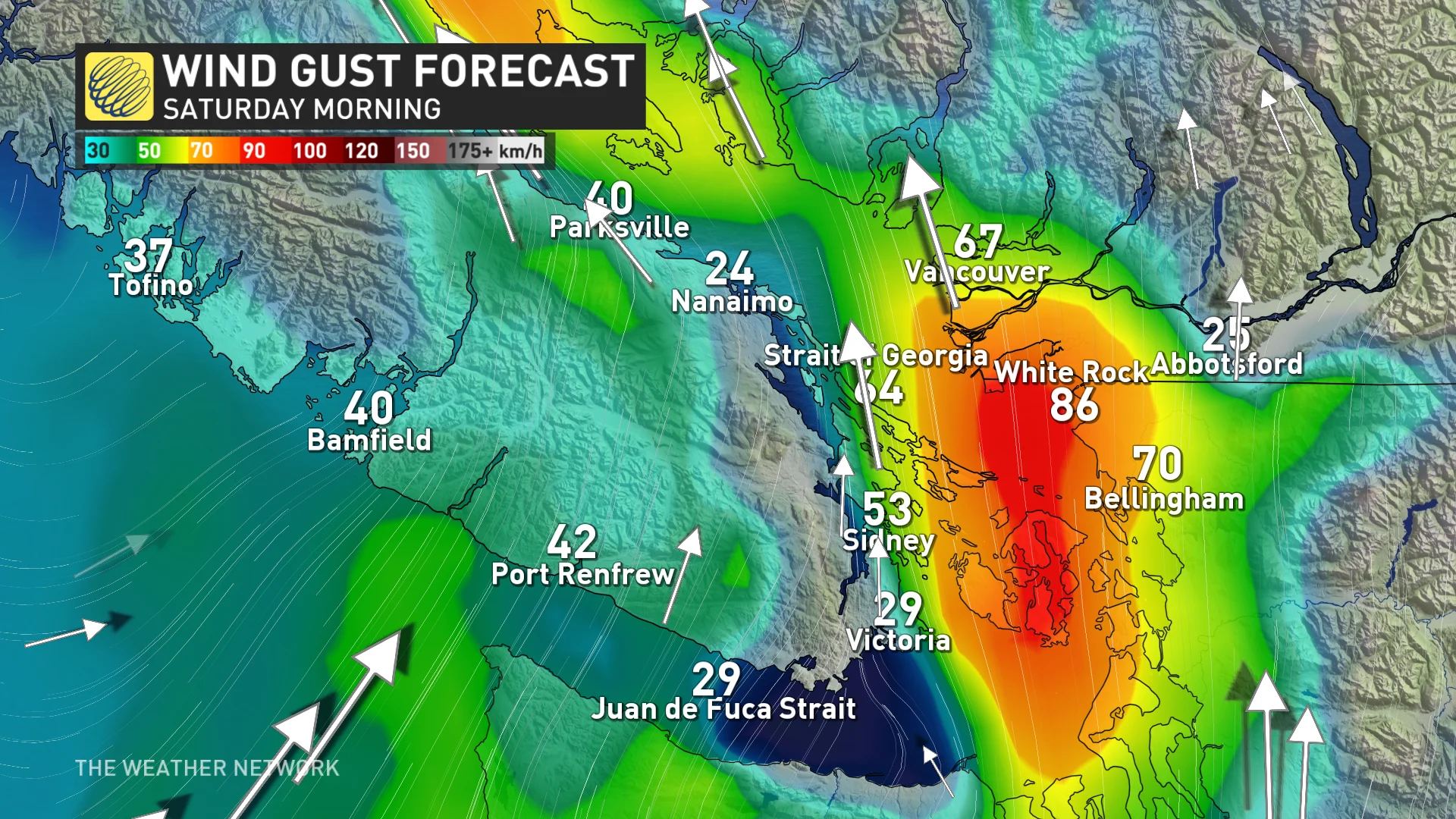 BC winds Sat morning