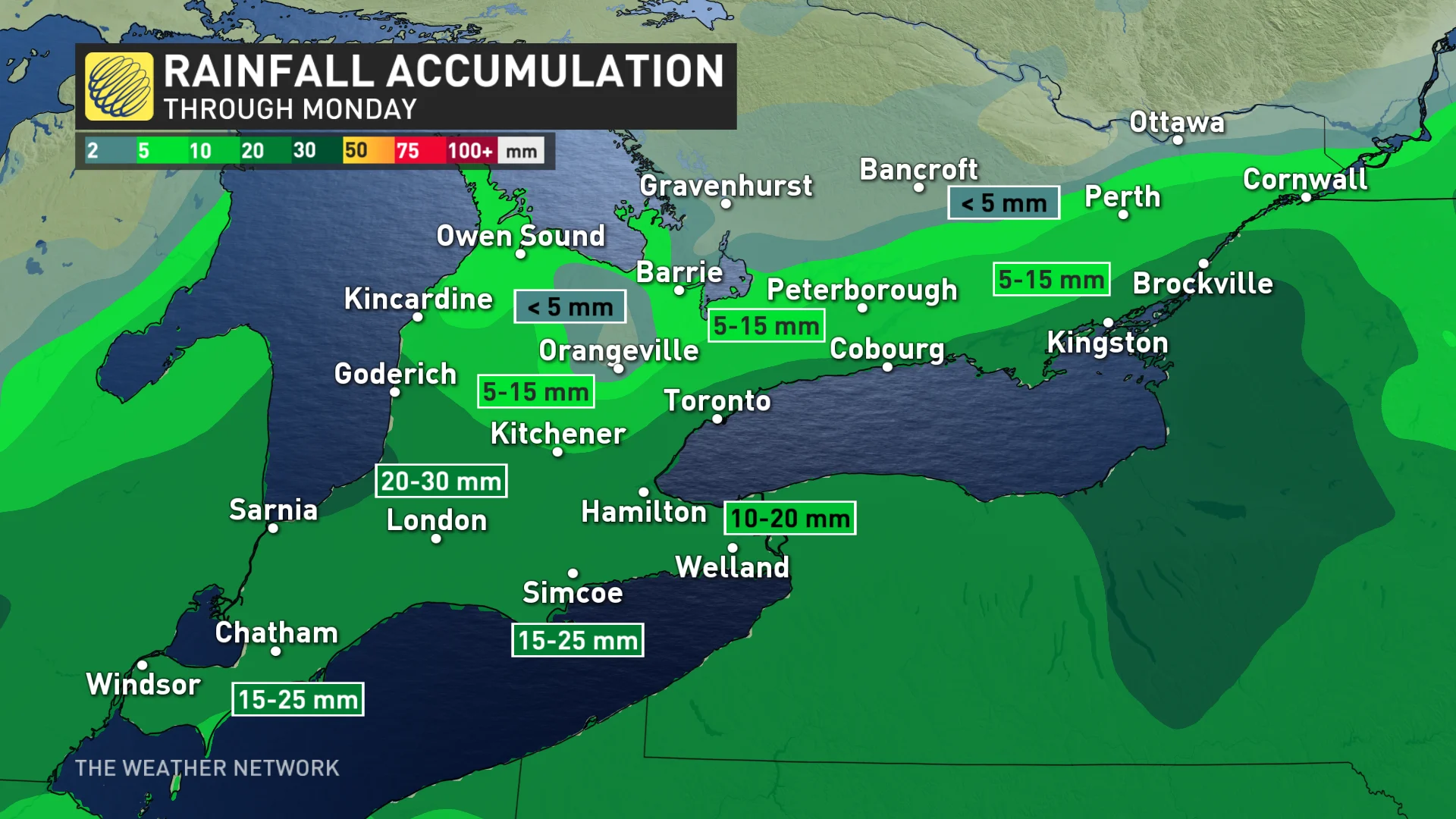 Southern Ontario rainfall forecast