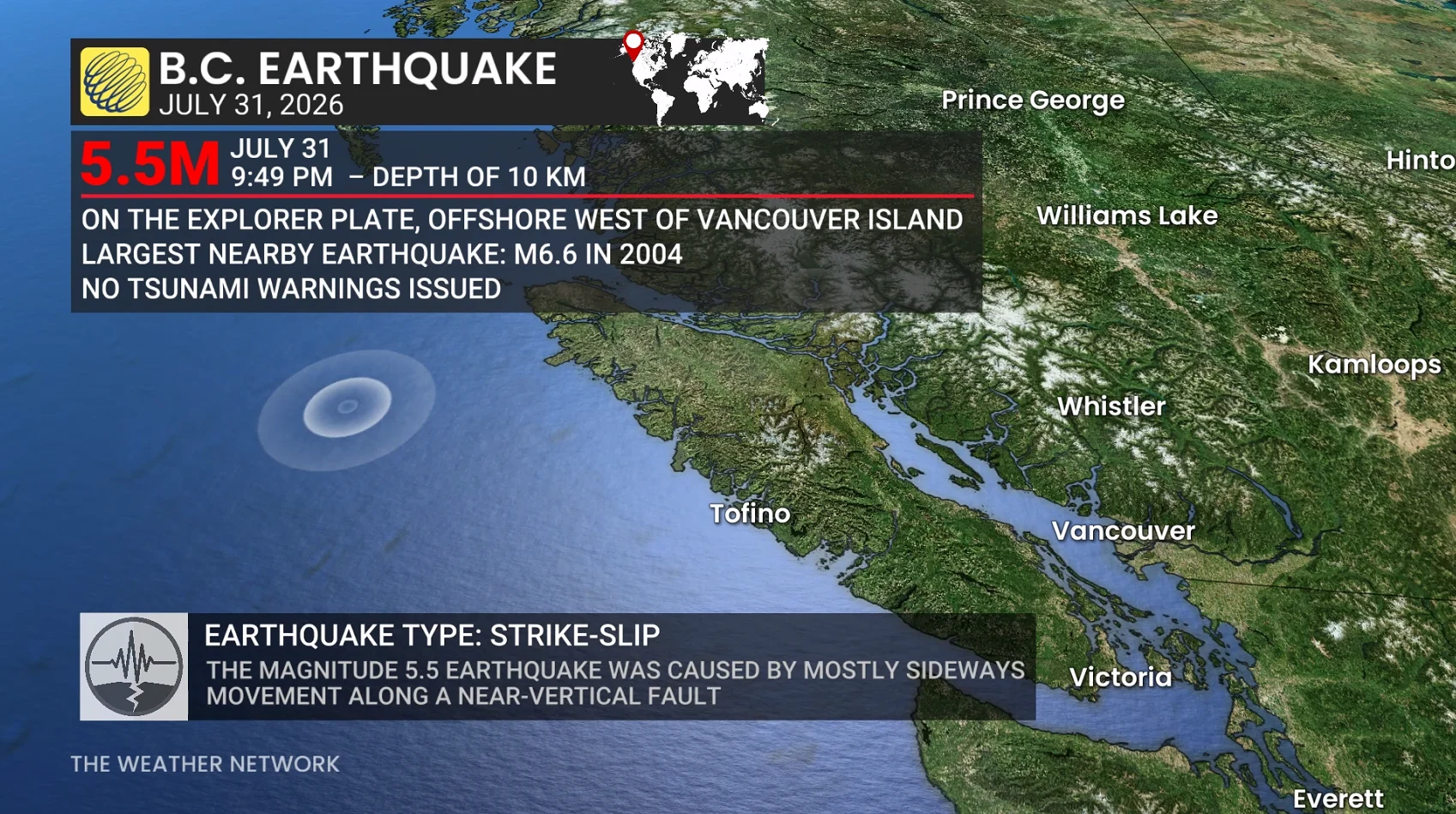 July 31, 2026 B.C. earthquake locator