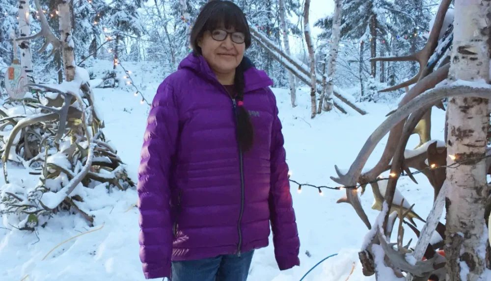 Wanda Pascal, former chief of the Tetlit Gwich'in Council, says she has noticed drastic changes due to permafrost thaw on the land. (Mackenzie Scott/CBC)