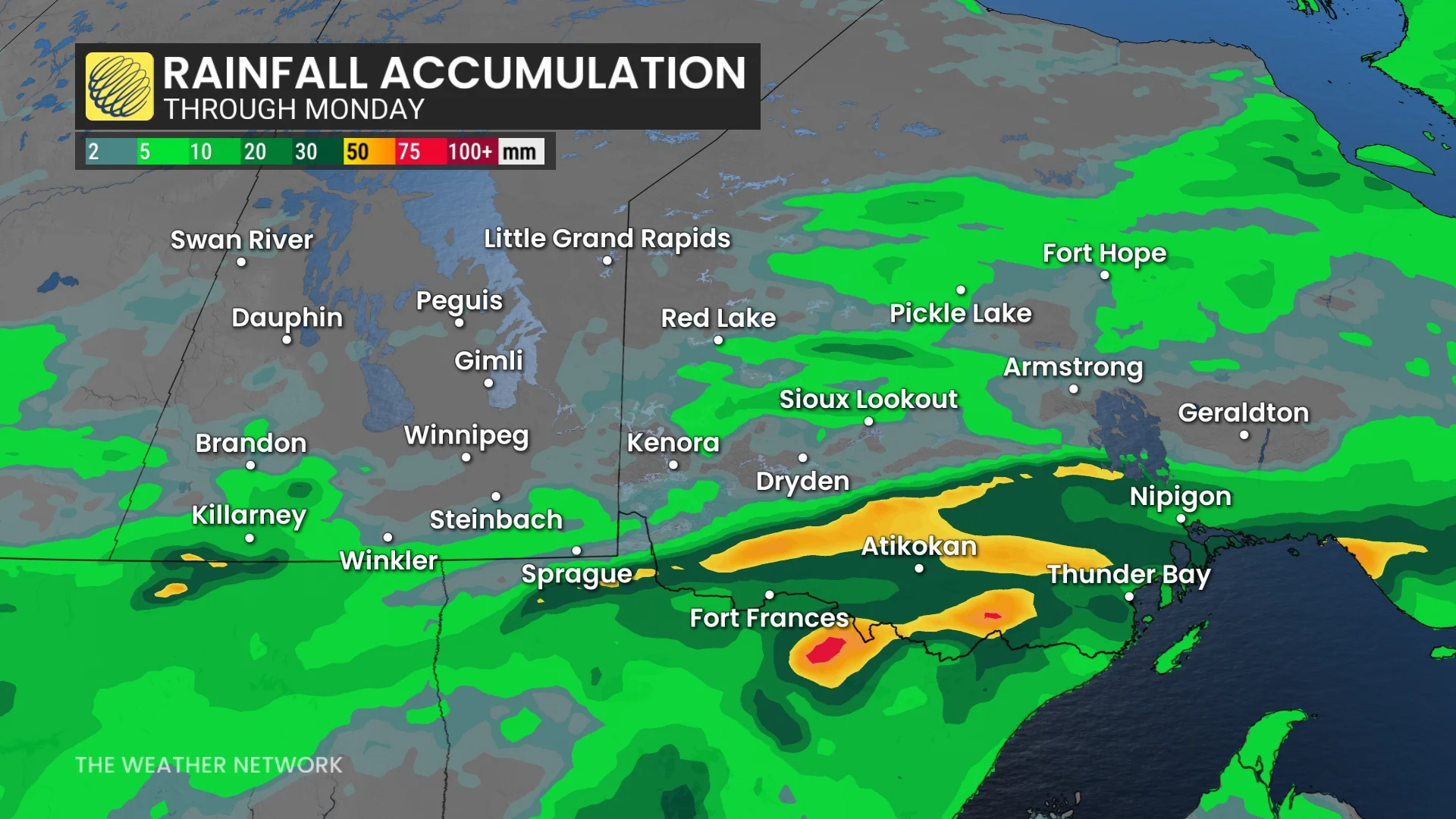 Barron - 0727 Total Rainfall Accumulation for Northwestern Ontario