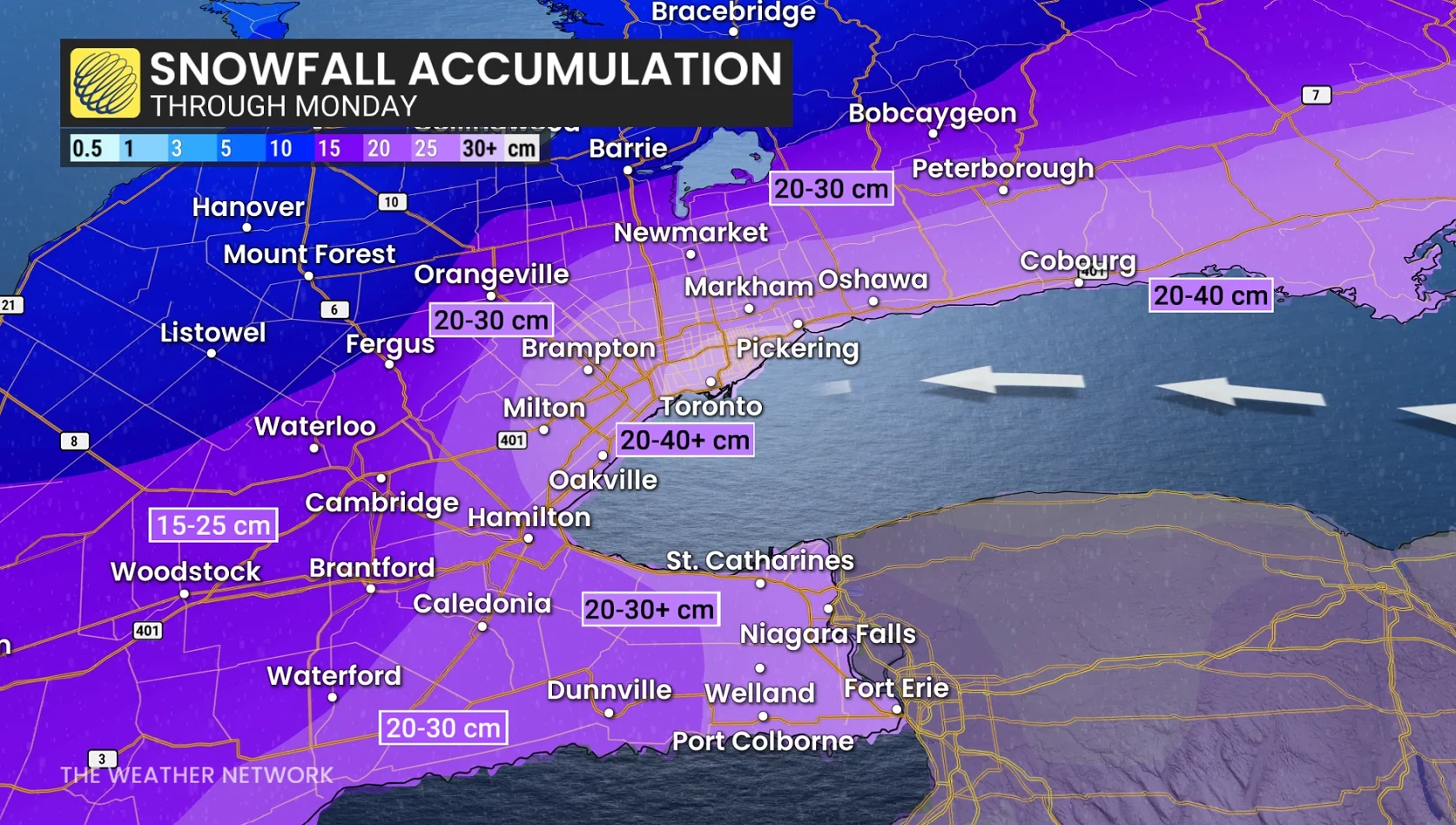 GTA Snowfall Outlook Through Tuesday
