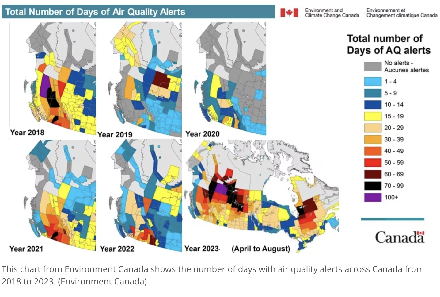 ECCC: 2023 Air Quality Advisories in BC