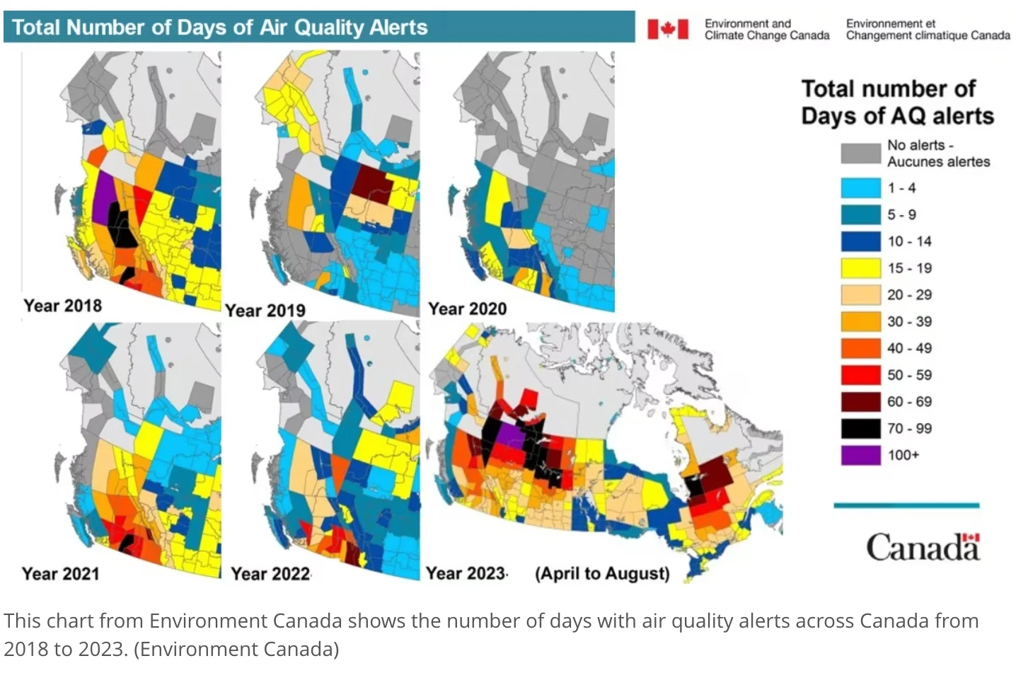 ECCC: 2023 Air Quality Advisories in BC