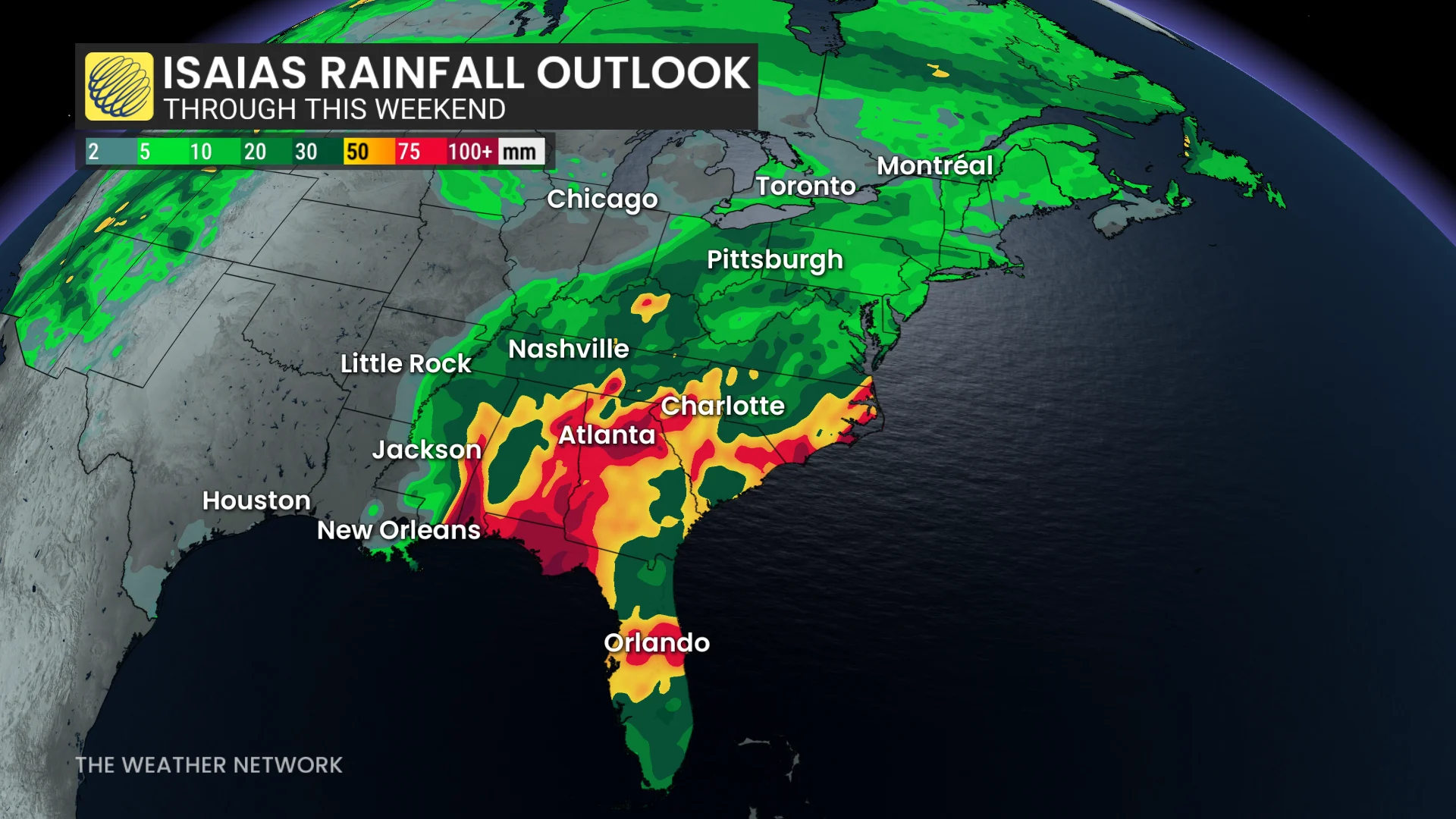 Baron - Isaias rainfall through the weekend - Oct8