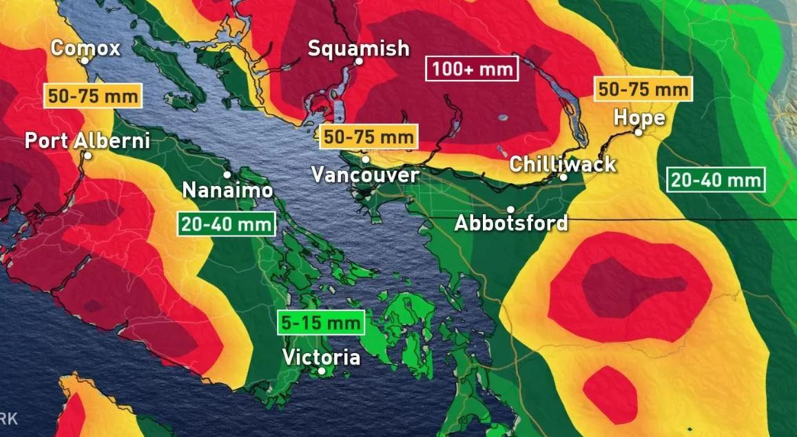 No end in sight for rain in B.C. this week as Pacific systems move through