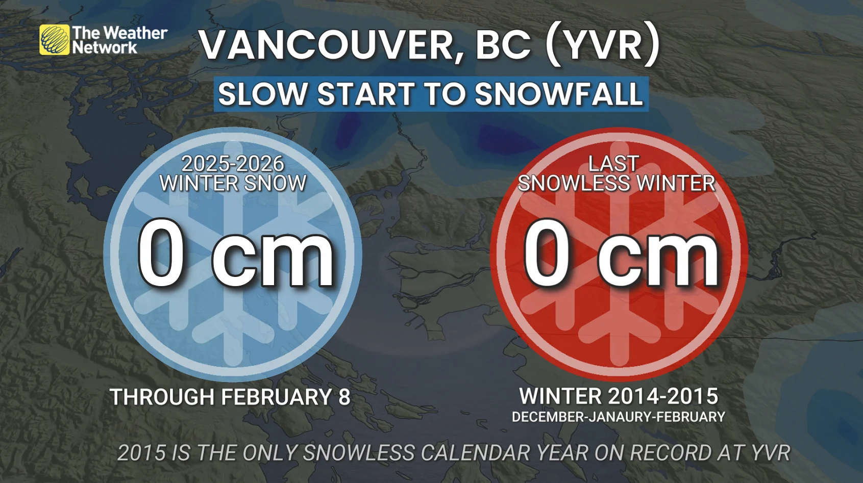 Vancouver, B.C., snowfall 2025-26 winter