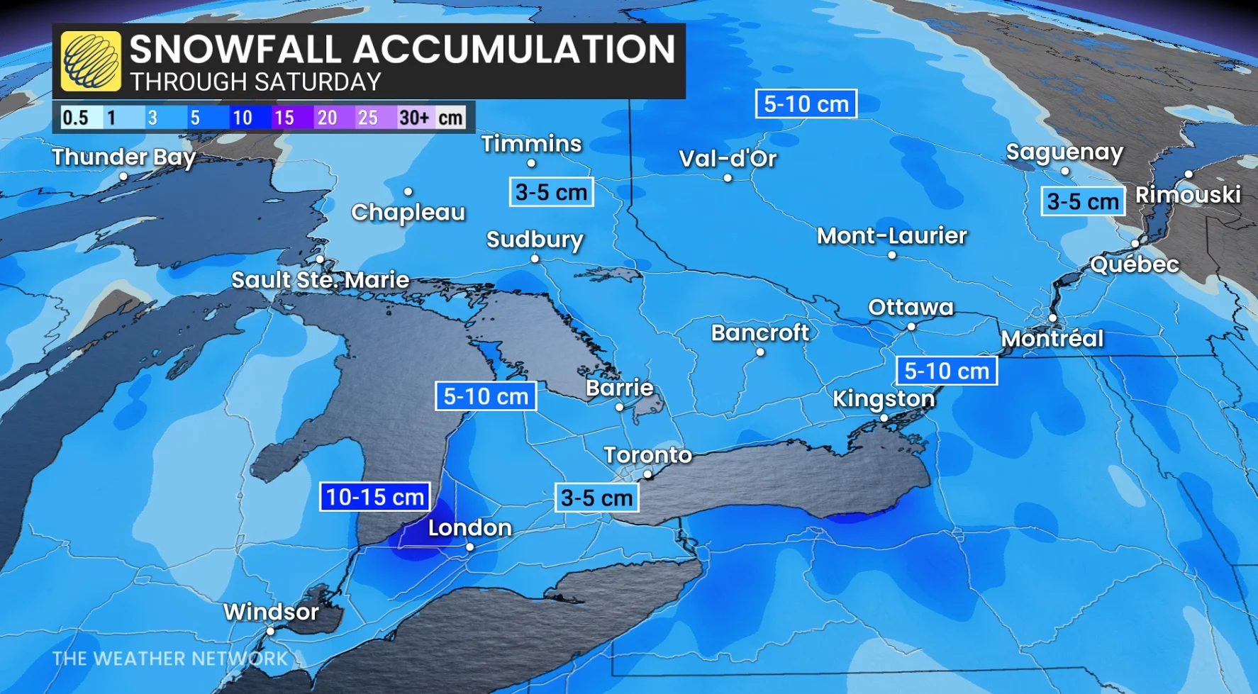 Baron - Ontario snow totals - Feb 6