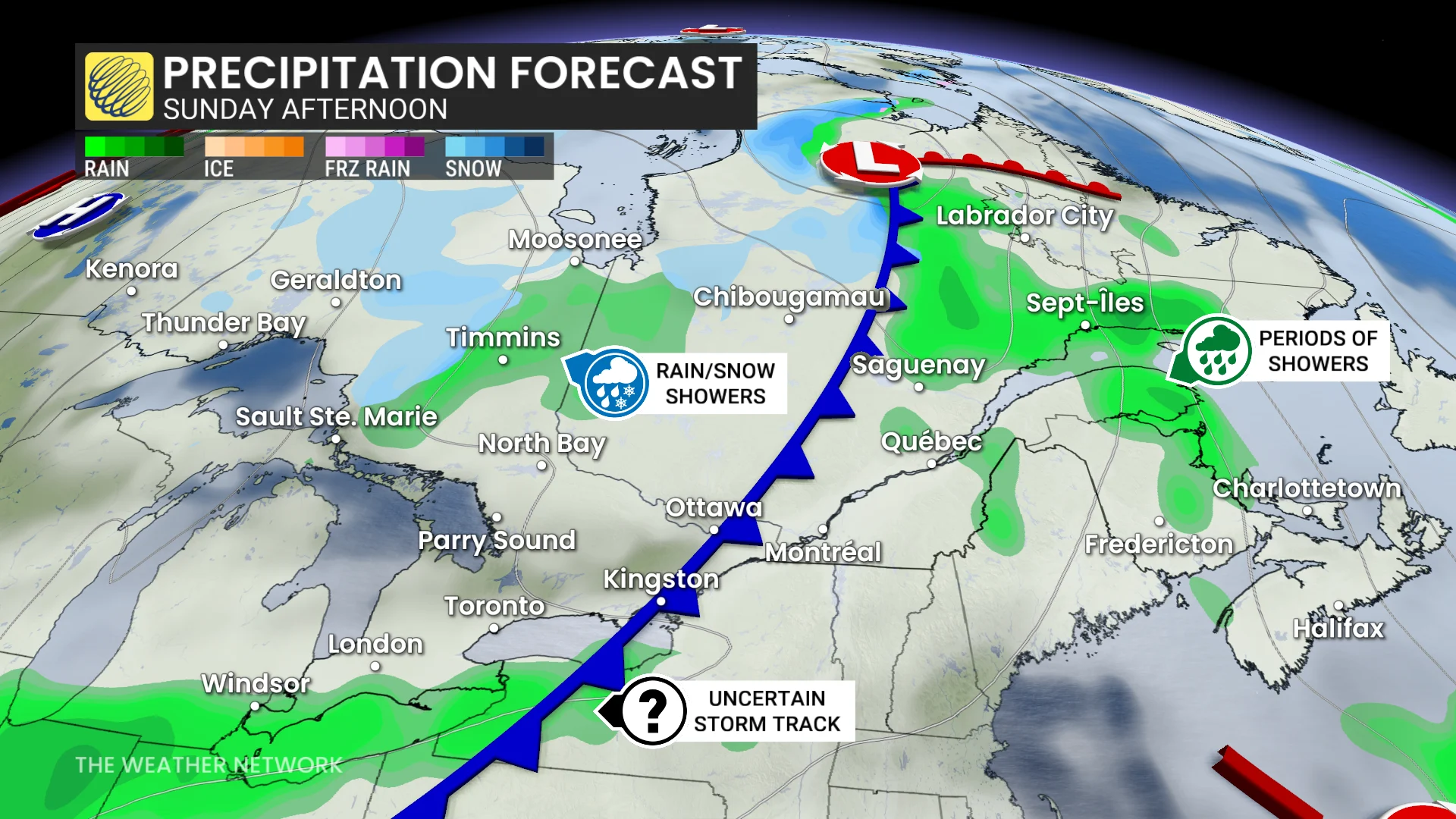 Eastern Canada precipitation forecast this weekend