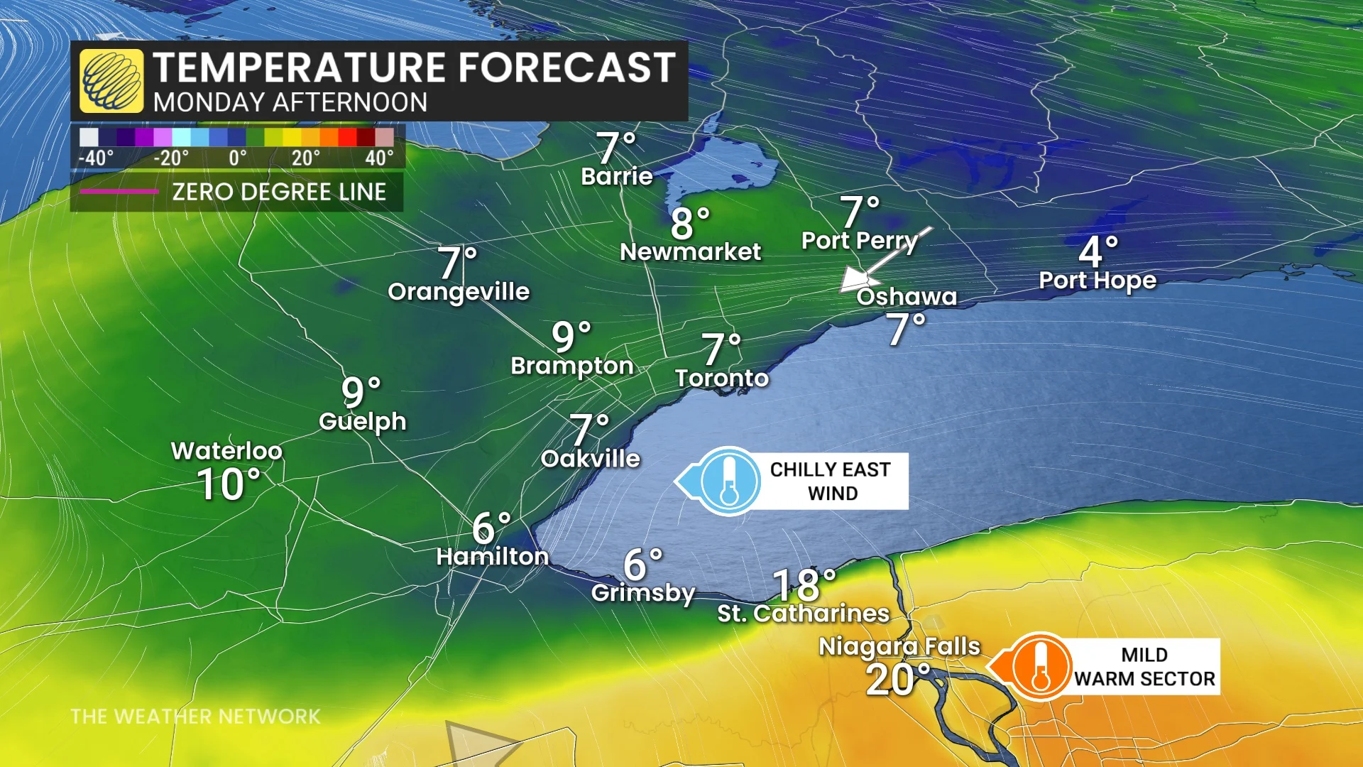 Monday afternoon temperatures southern Ontario-Niagara crop