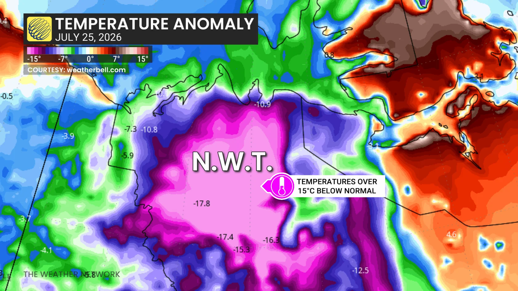 NWT Temperature Anomaly July 25 2026