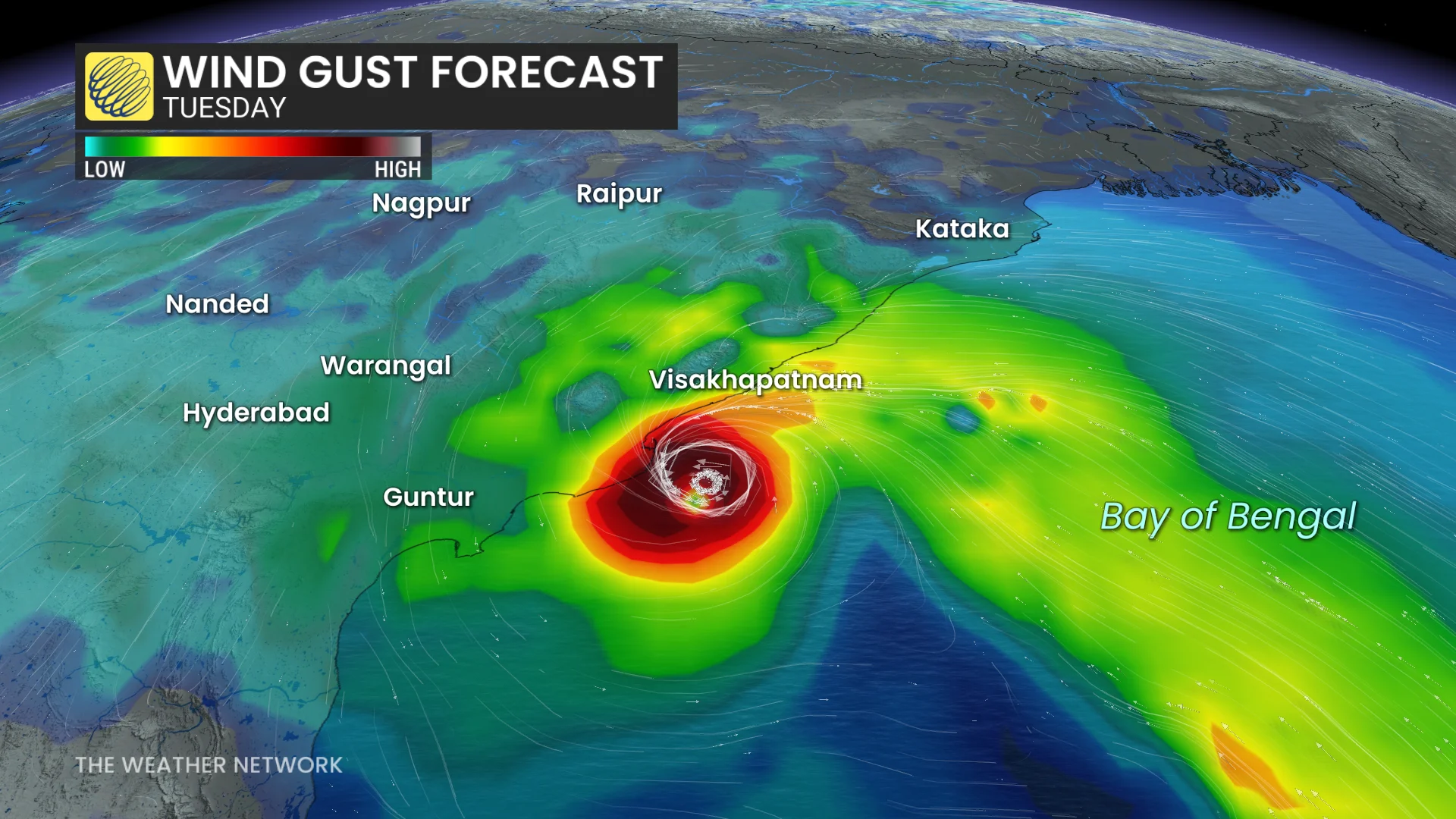 East India Cyclone Arnab forecast wind gusts - Oct. 27, 2026