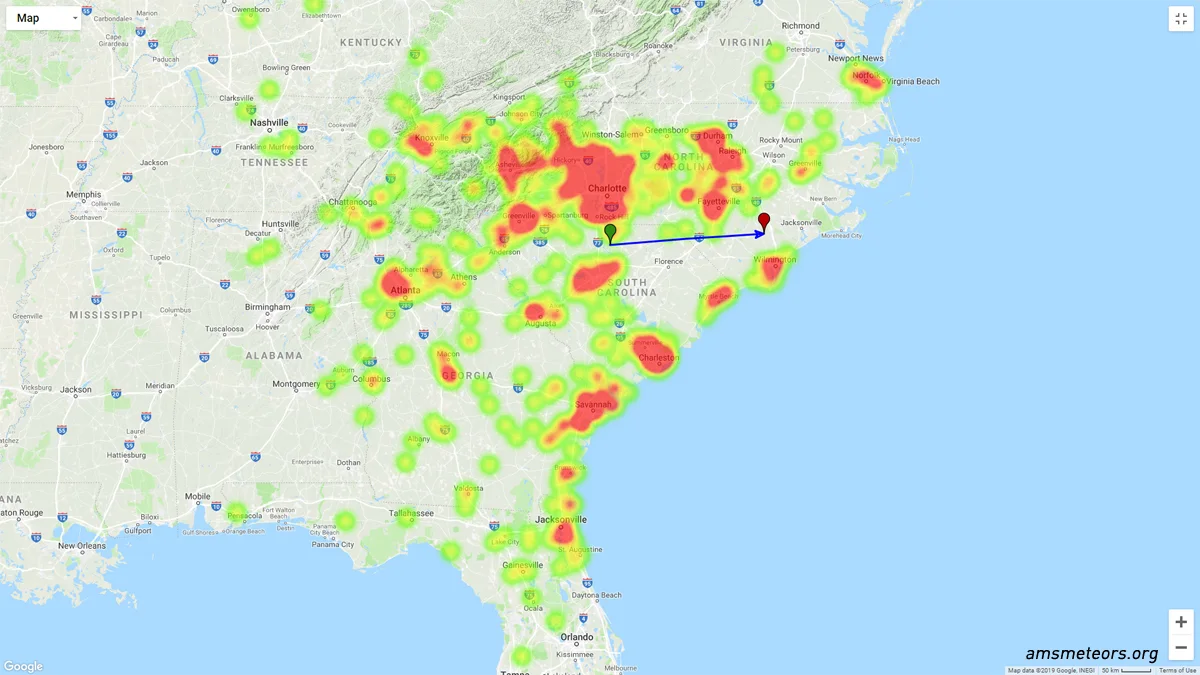 Carolinas-Fireball-AMS-Heat-Map-April42019