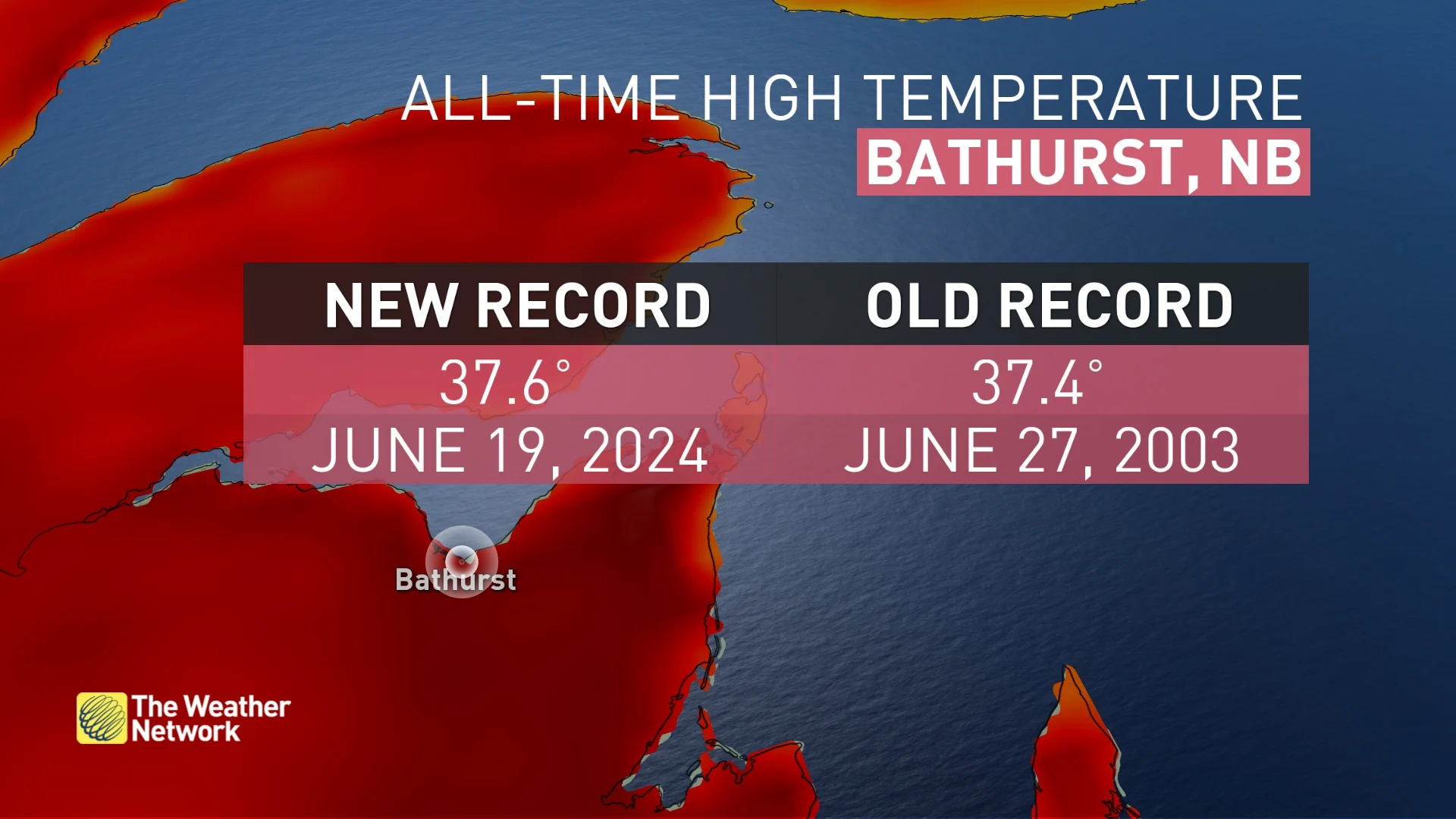 Bathurst, N.B., all-time high temperature_June 19