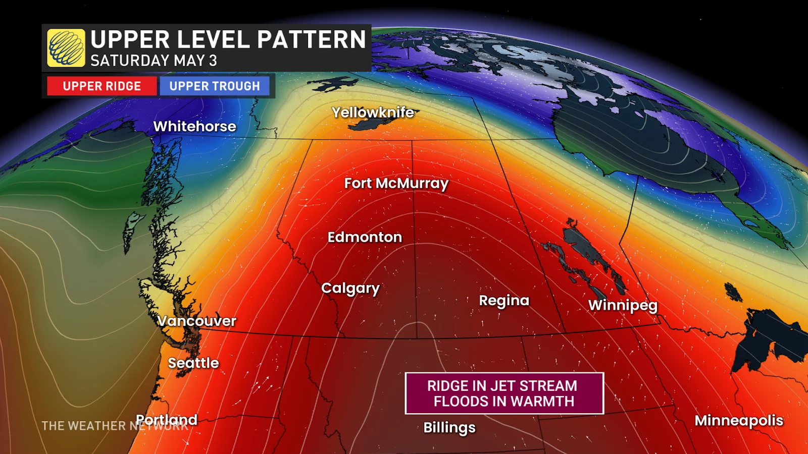 Western Canada weekend upper level pattern - April 30, 2025