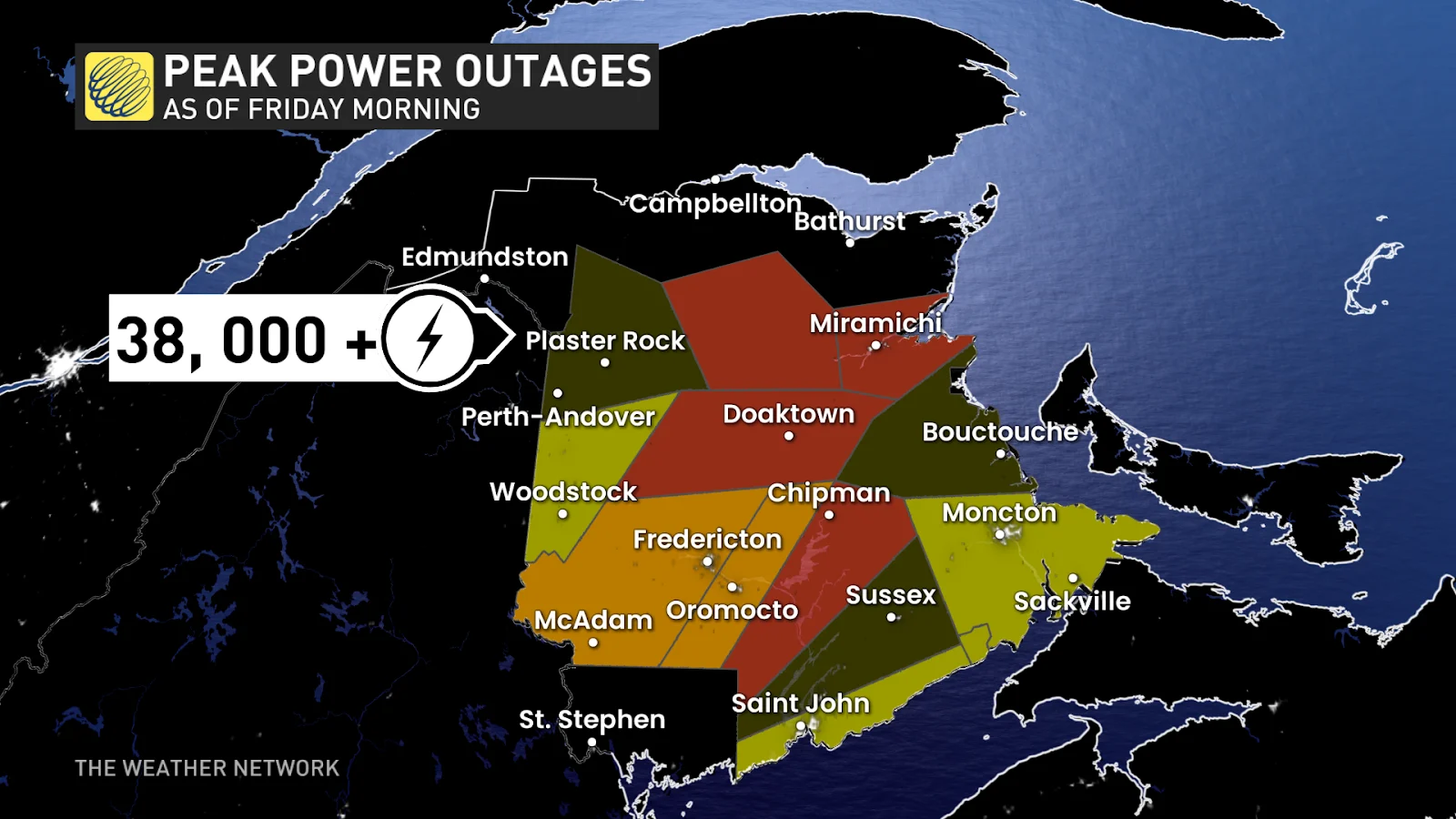 New Brunswick snow power outage map - Nov. 29, 2024