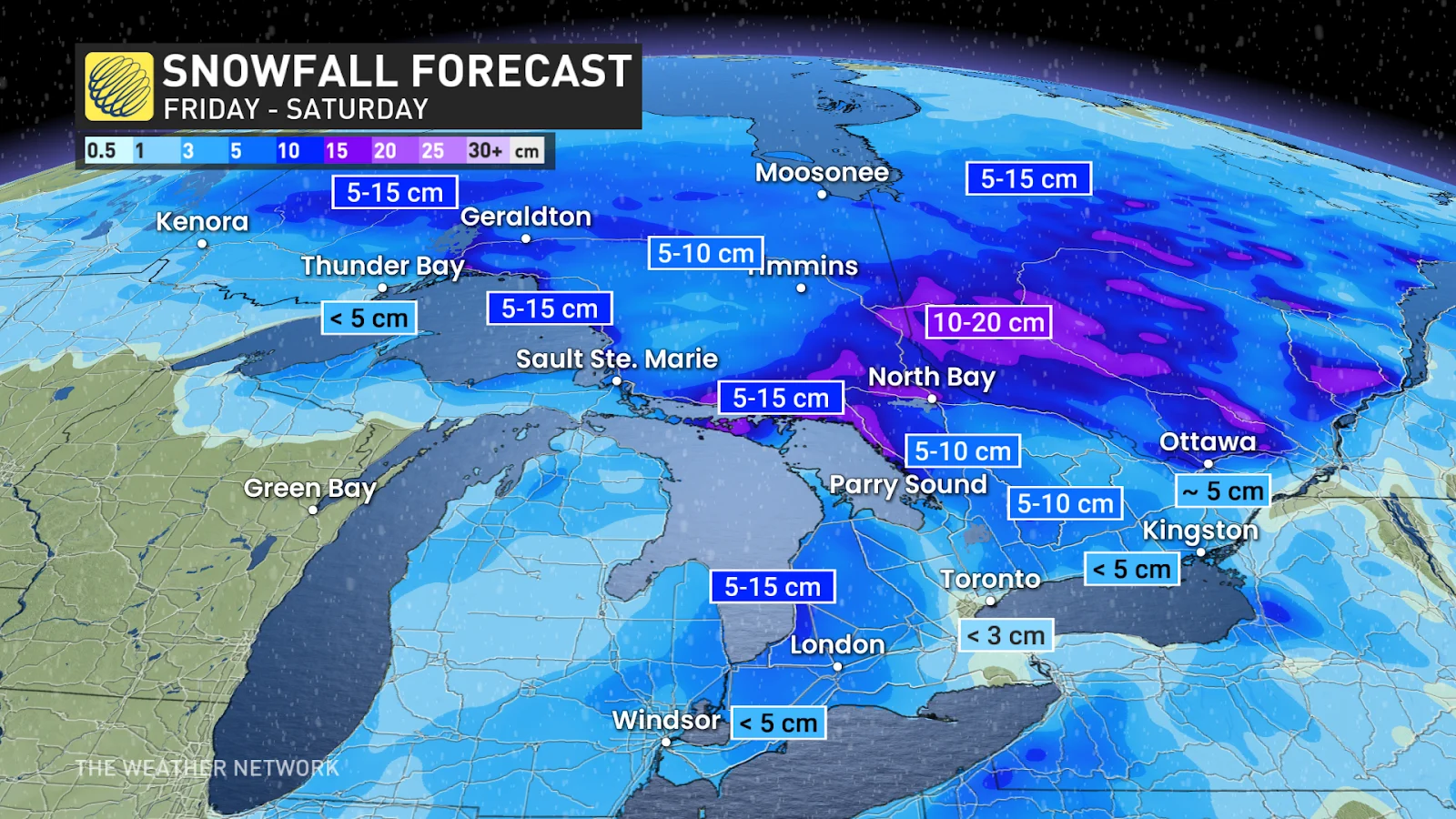 ON snowfall forecast friday into Saturday Jan 17
