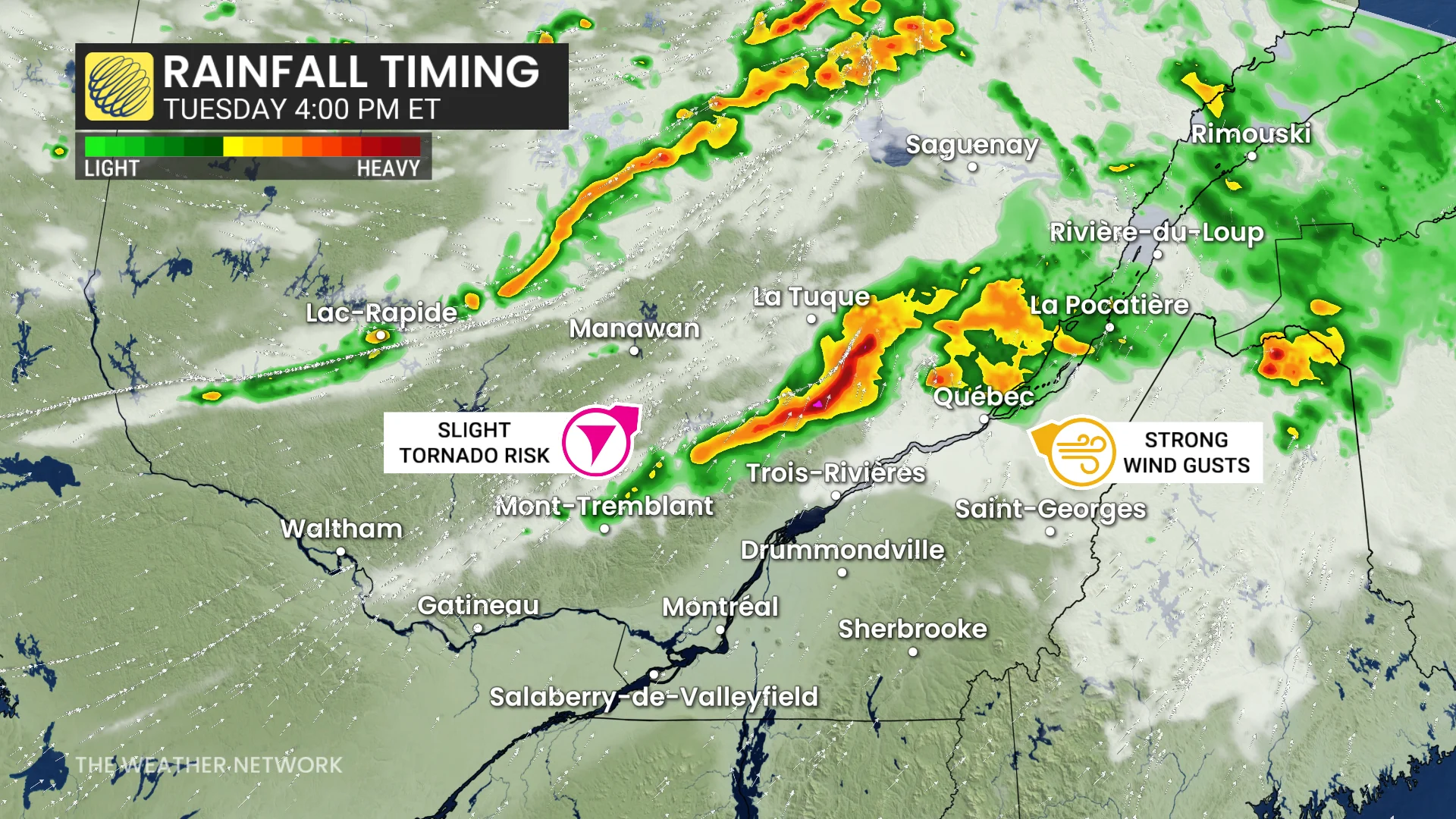 Quebec Tuesday afternoon forecast storms - May 25, 2026