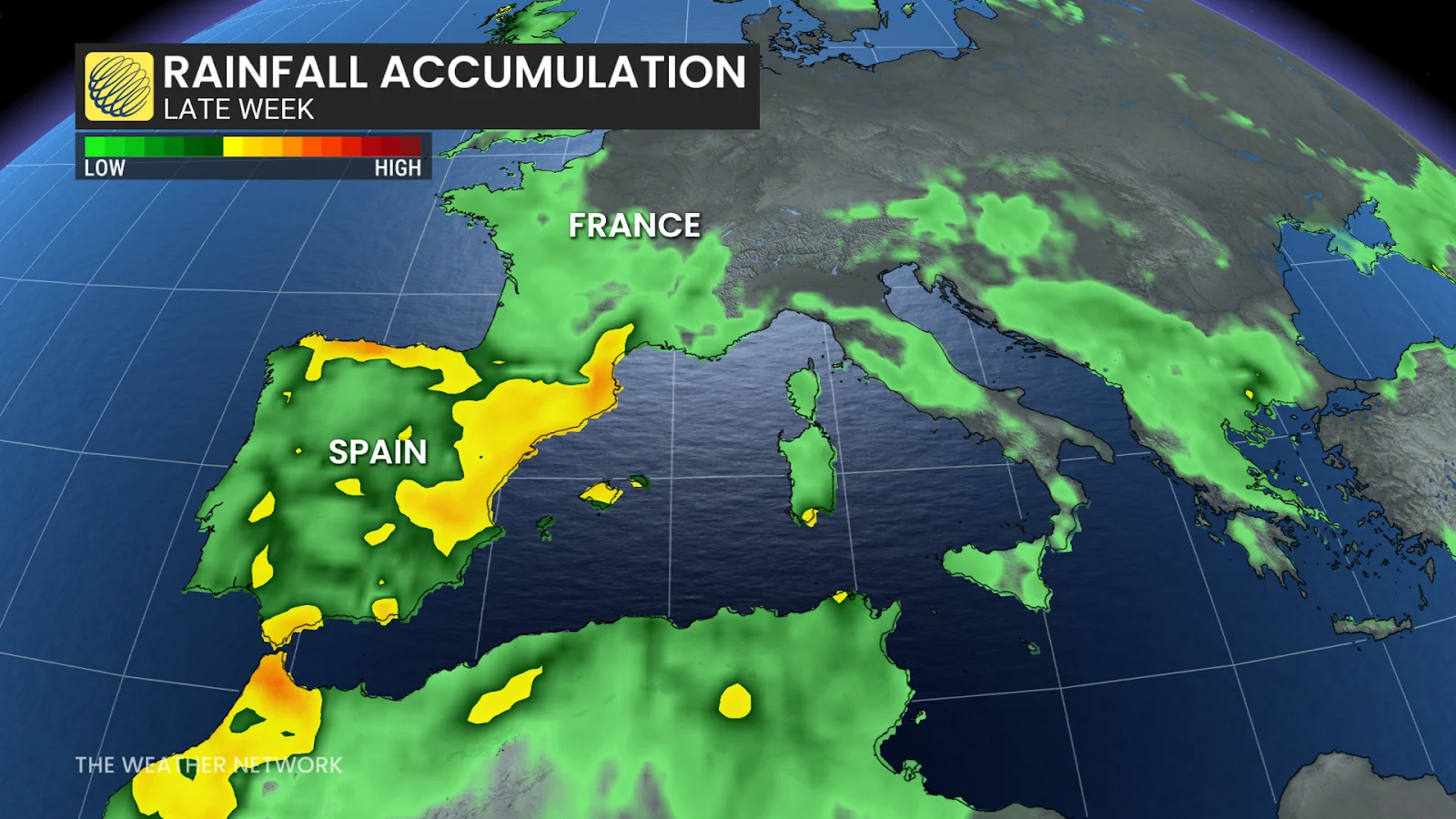Rainfall Accumulation into the late week across Europe