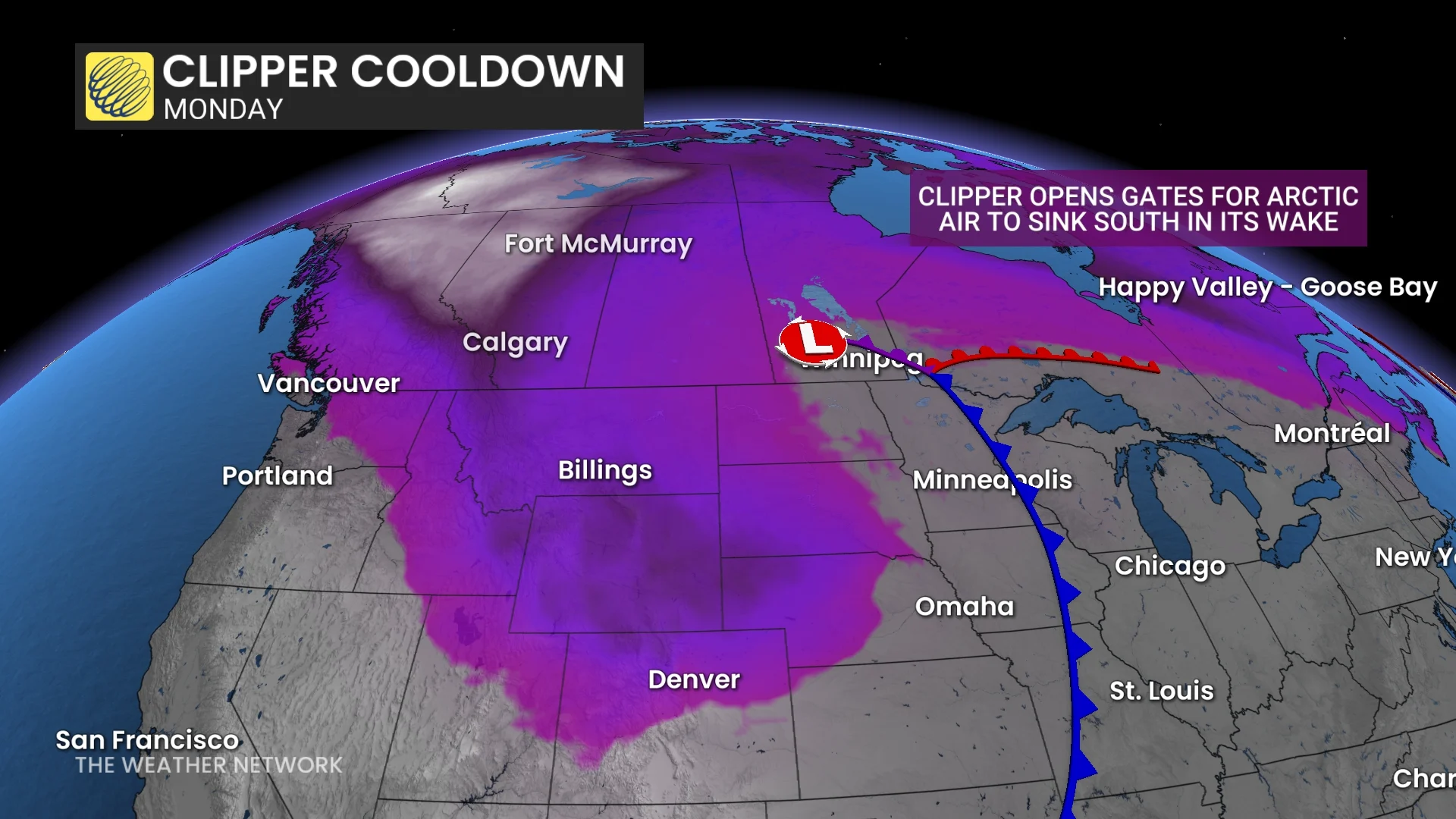 Western Canada clipper cooldown