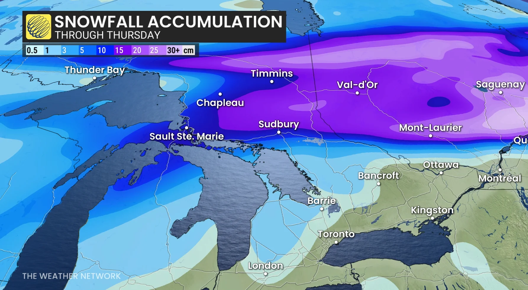 Baron - Ontario snow through Thursday - Mar 9