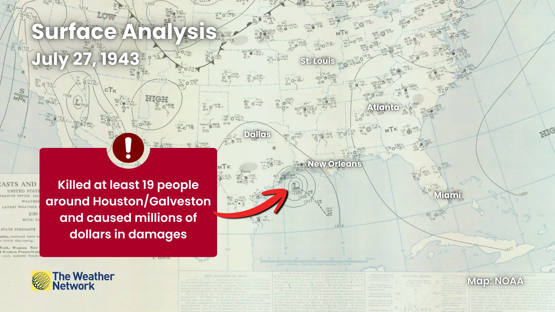 July 1943 Hurricane Surface Map