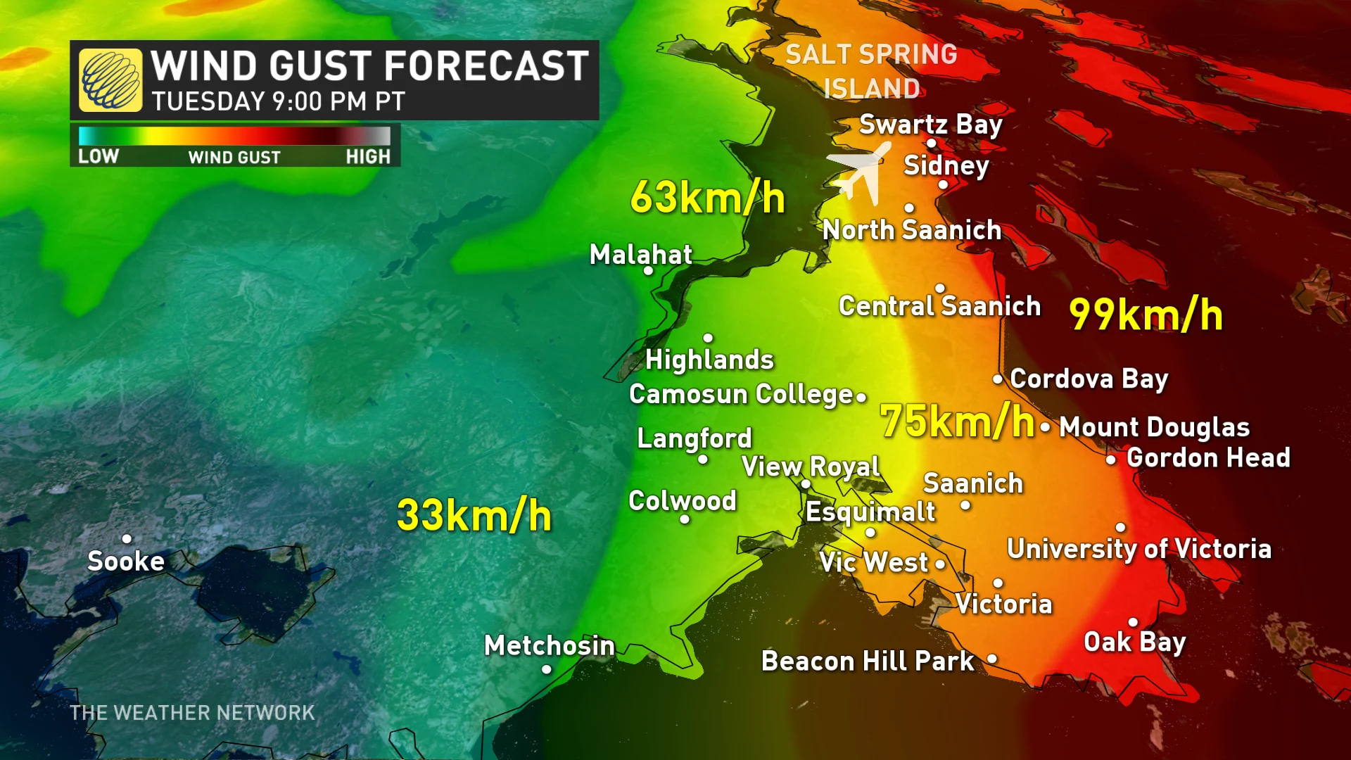 B.C. Vancouver Island wind gust forecast Tuesday night_Nov. 11