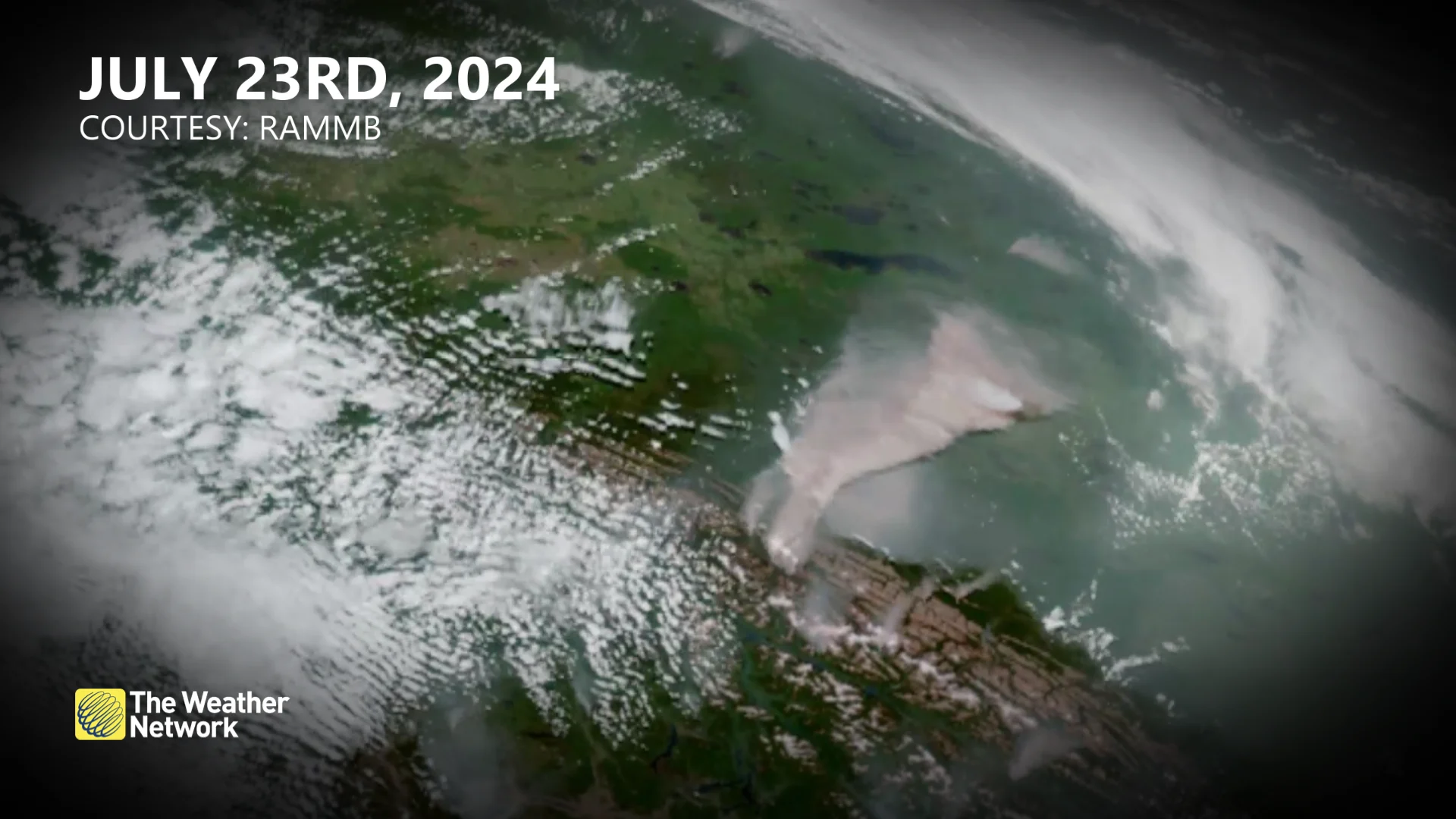 Satellite image Alberta wildfires and smoke/RAMMB/CIRA/NOAA