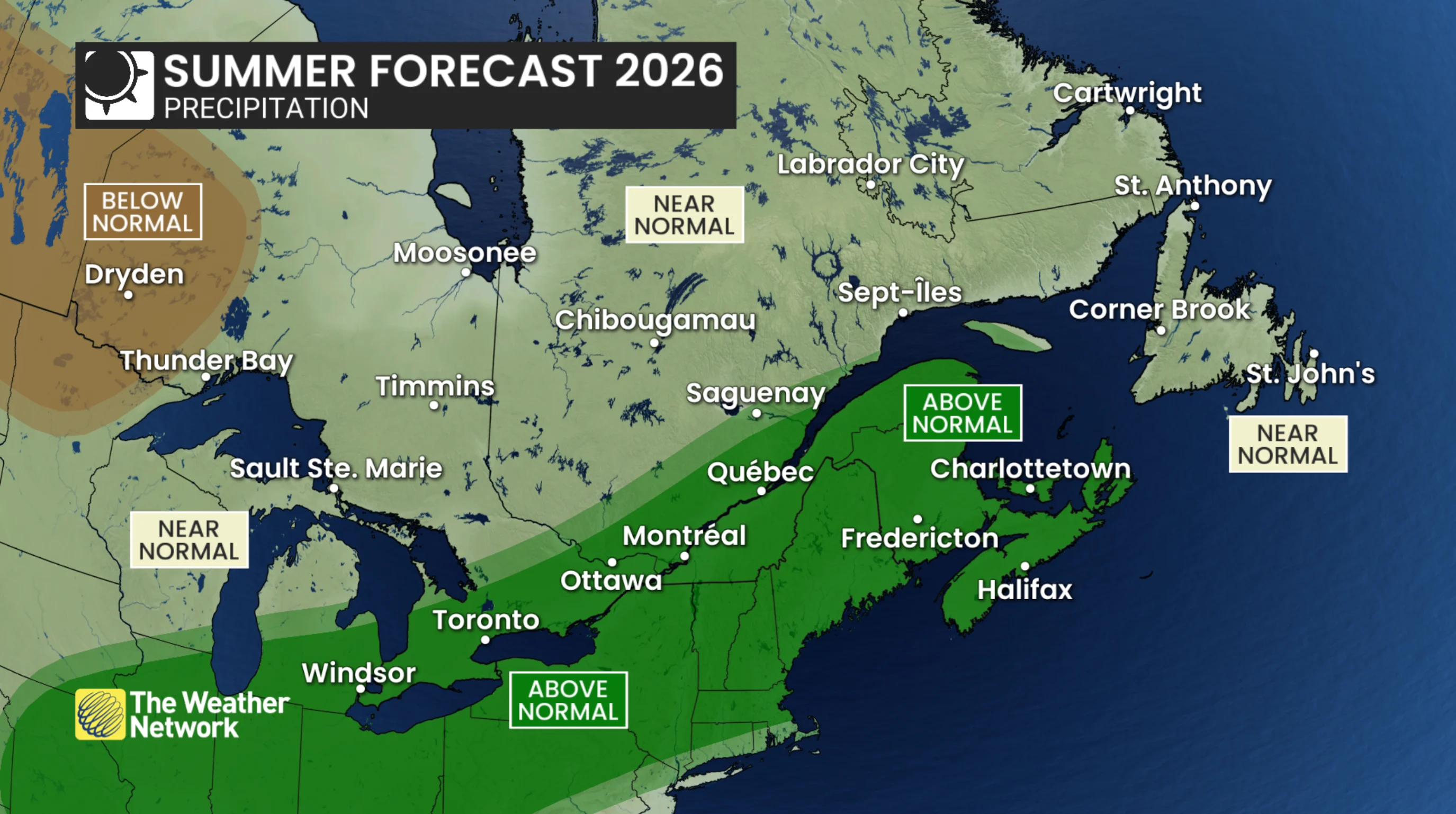 Eastern Canada summer precipitation outlook